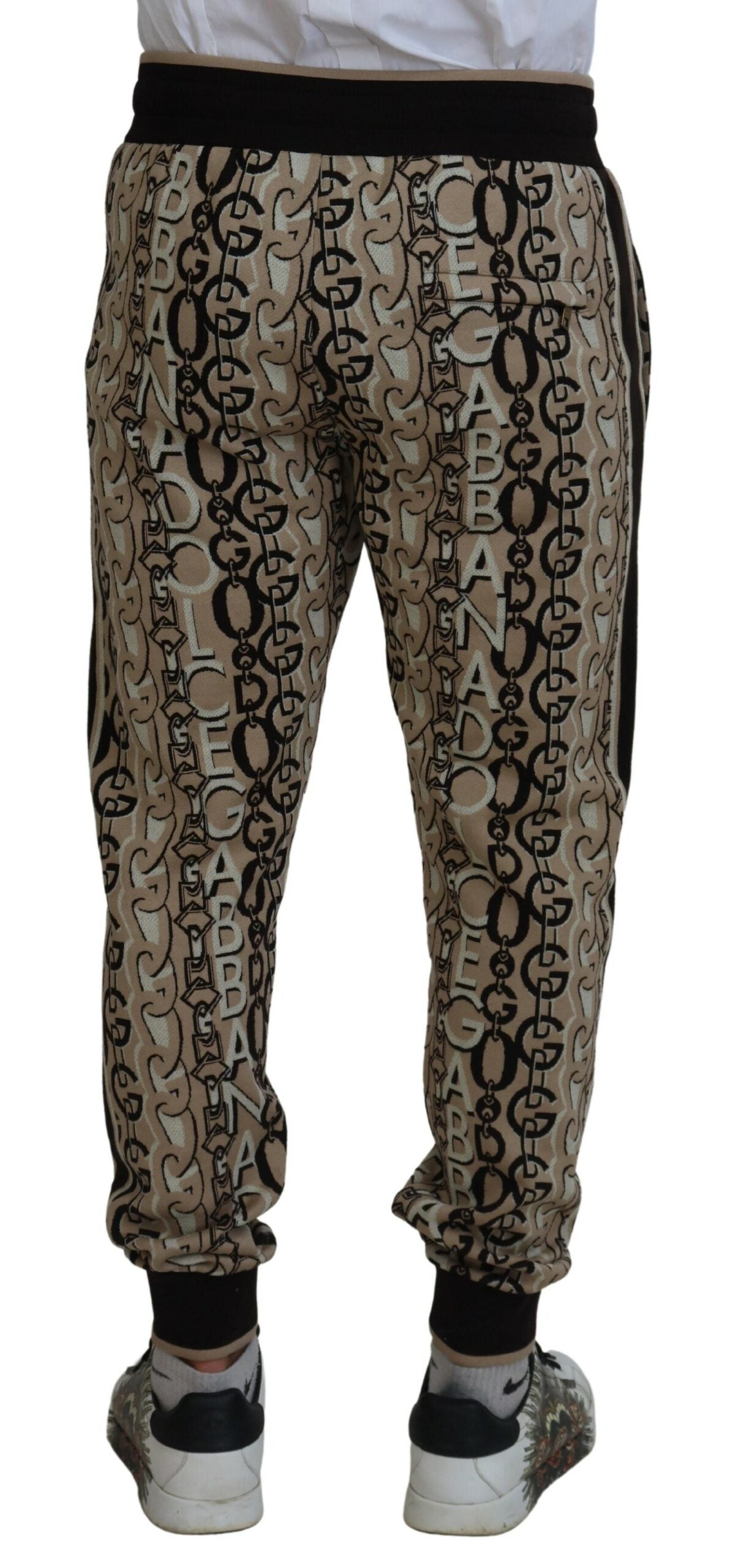 Памучни джогинг панталони Dolce &amp; Gabbana с бежов принт на лого