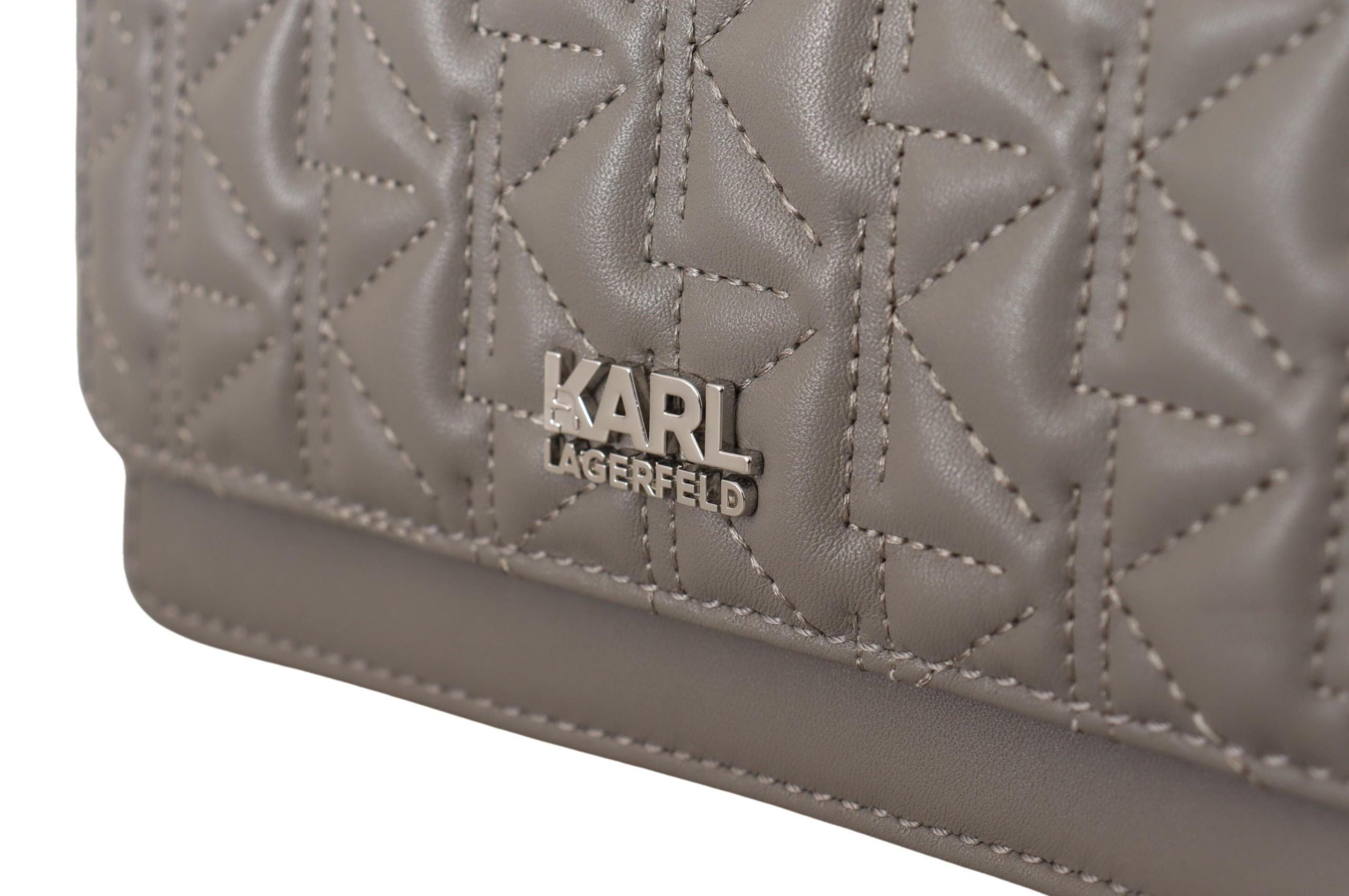 Светлосива кожена чанта през рамо Karl Lagerfeld