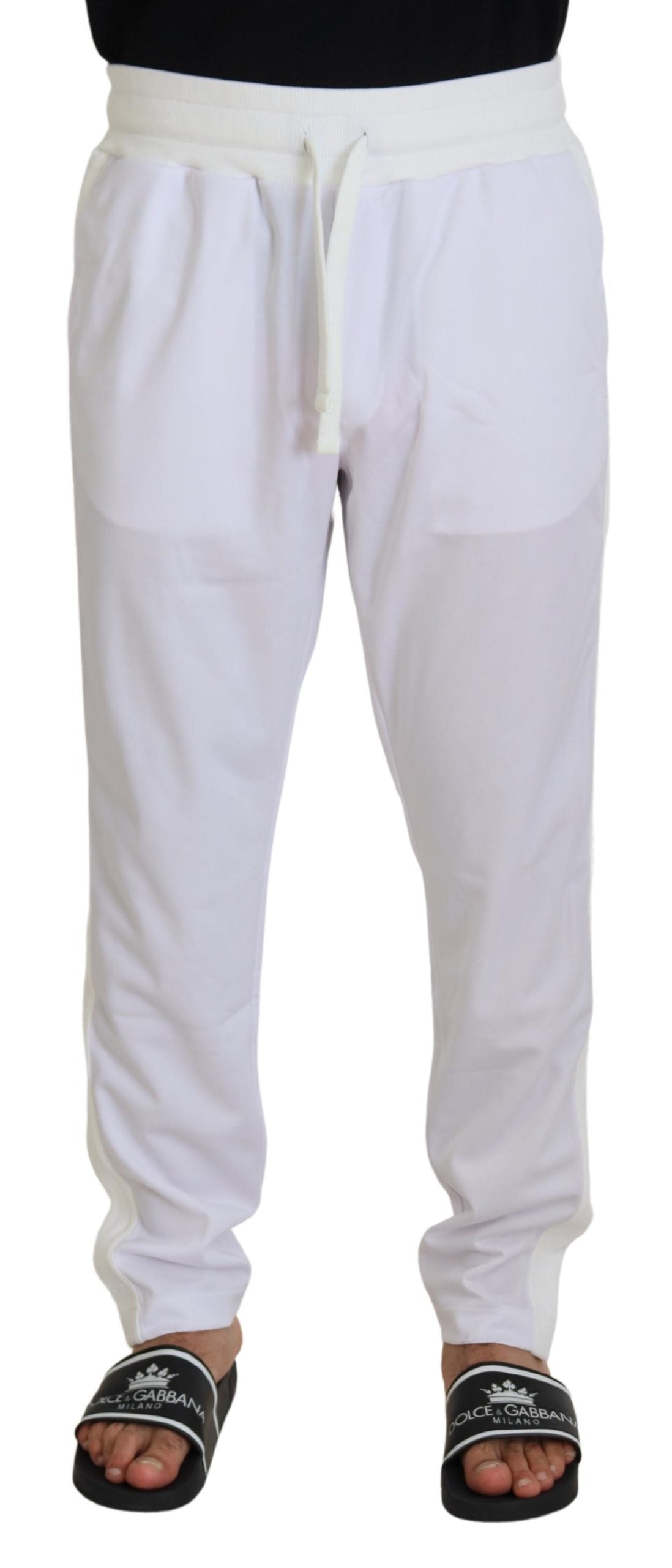Dolce &amp; Gabbana Бели полиестерни панталони Crown Logo Jogger