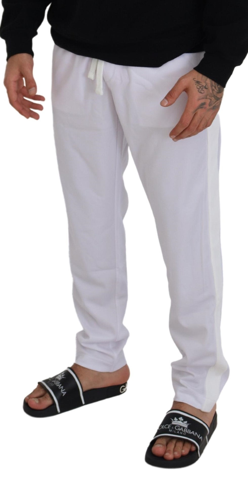 Dolce &amp; Gabbana Бели полиестерни панталони Crown Logo Jogger