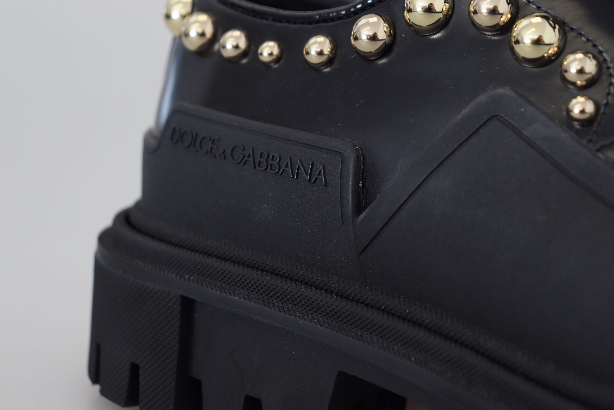 Dolce &amp; Gabbana черни кожени трекинг дерби обувки, украсени