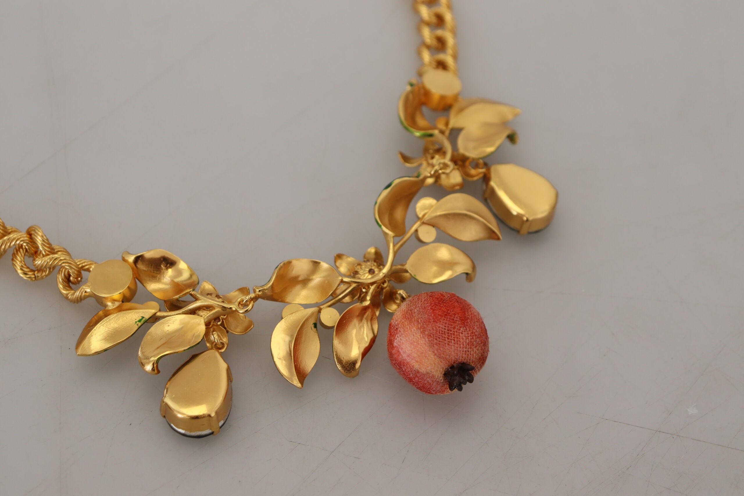 Dolce & Gabbana Elegant Floral Fruit Motif Gold Necklace