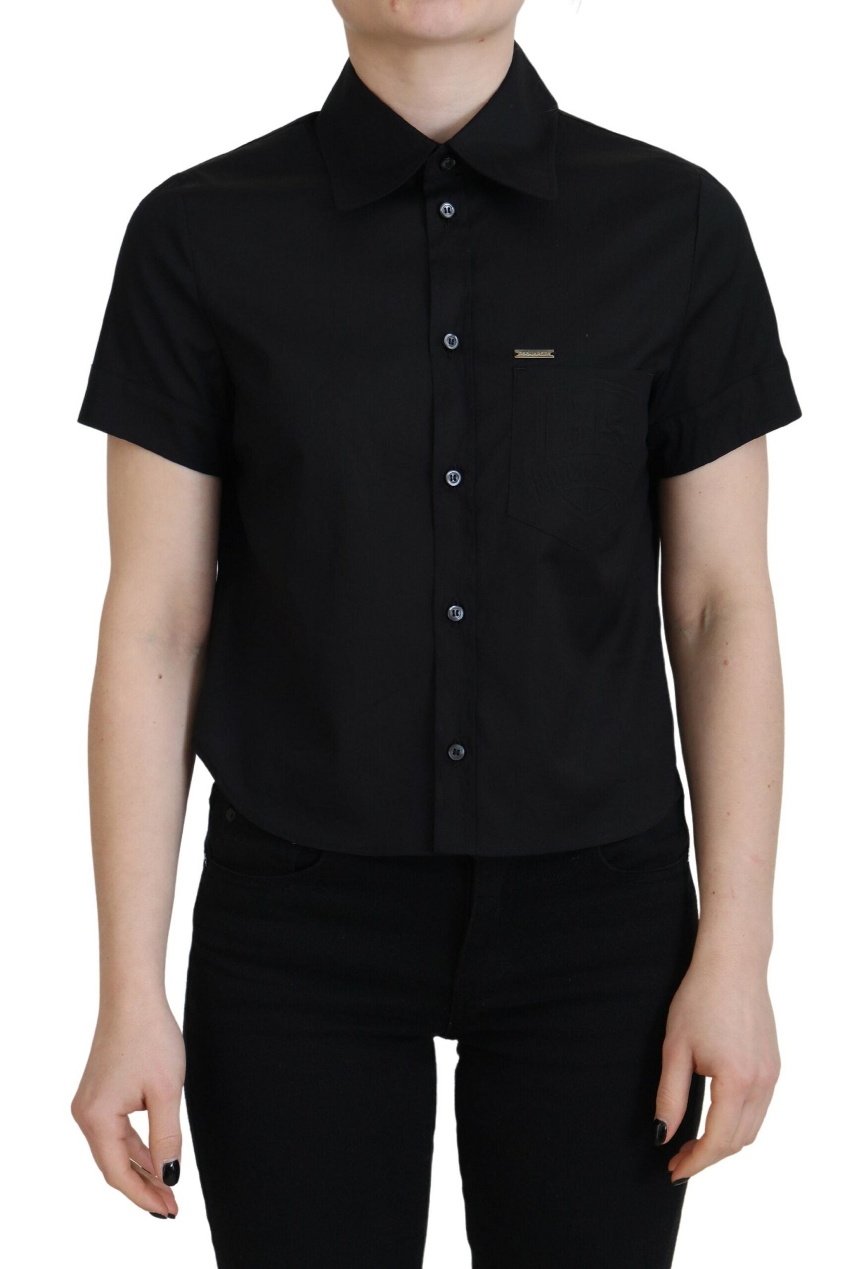 Dsquared² Black Collared Button Down Short Sleeves Polo Top