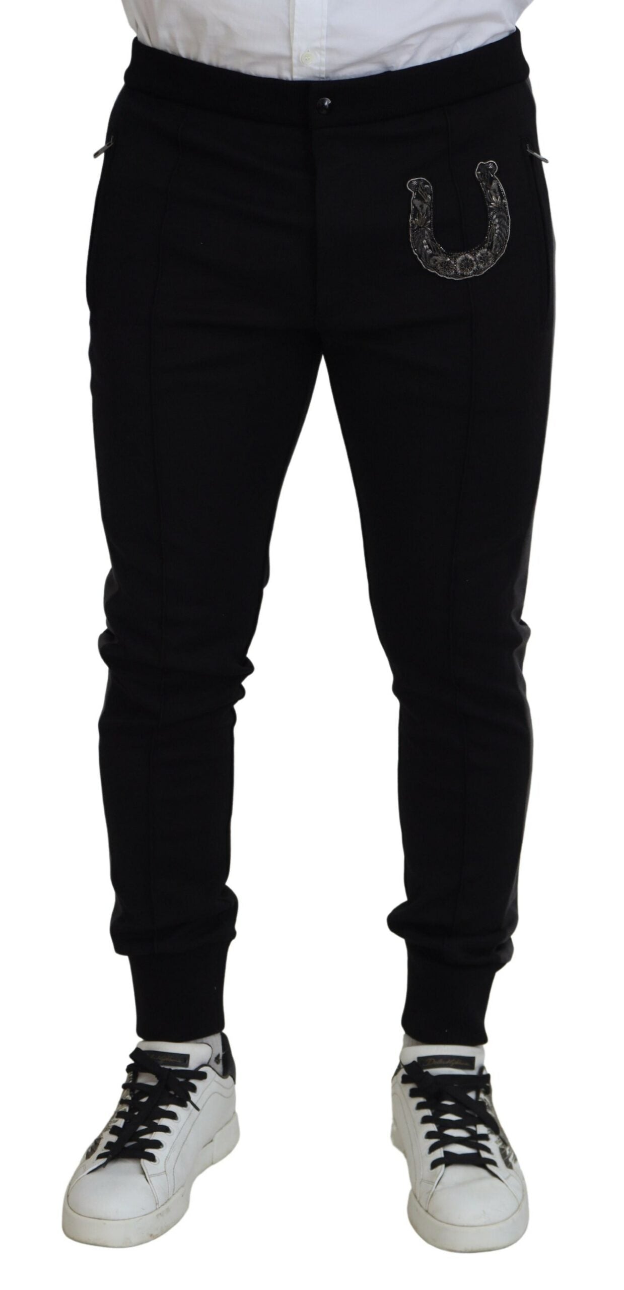 Dolce &amp; Gabbana черни вълнени панталони с подкова