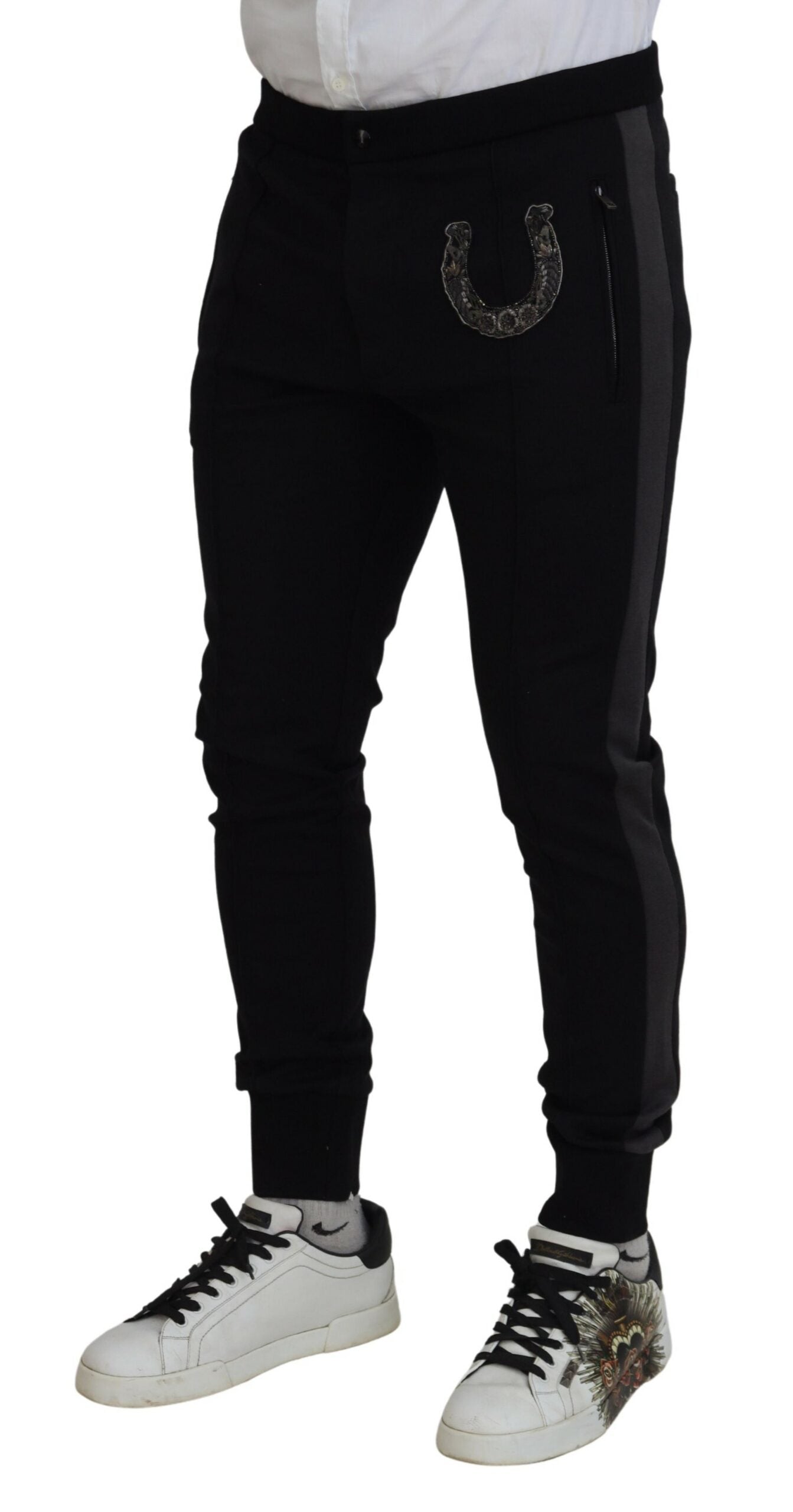 Dolce &amp; Gabbana черни вълнени панталони с подкова