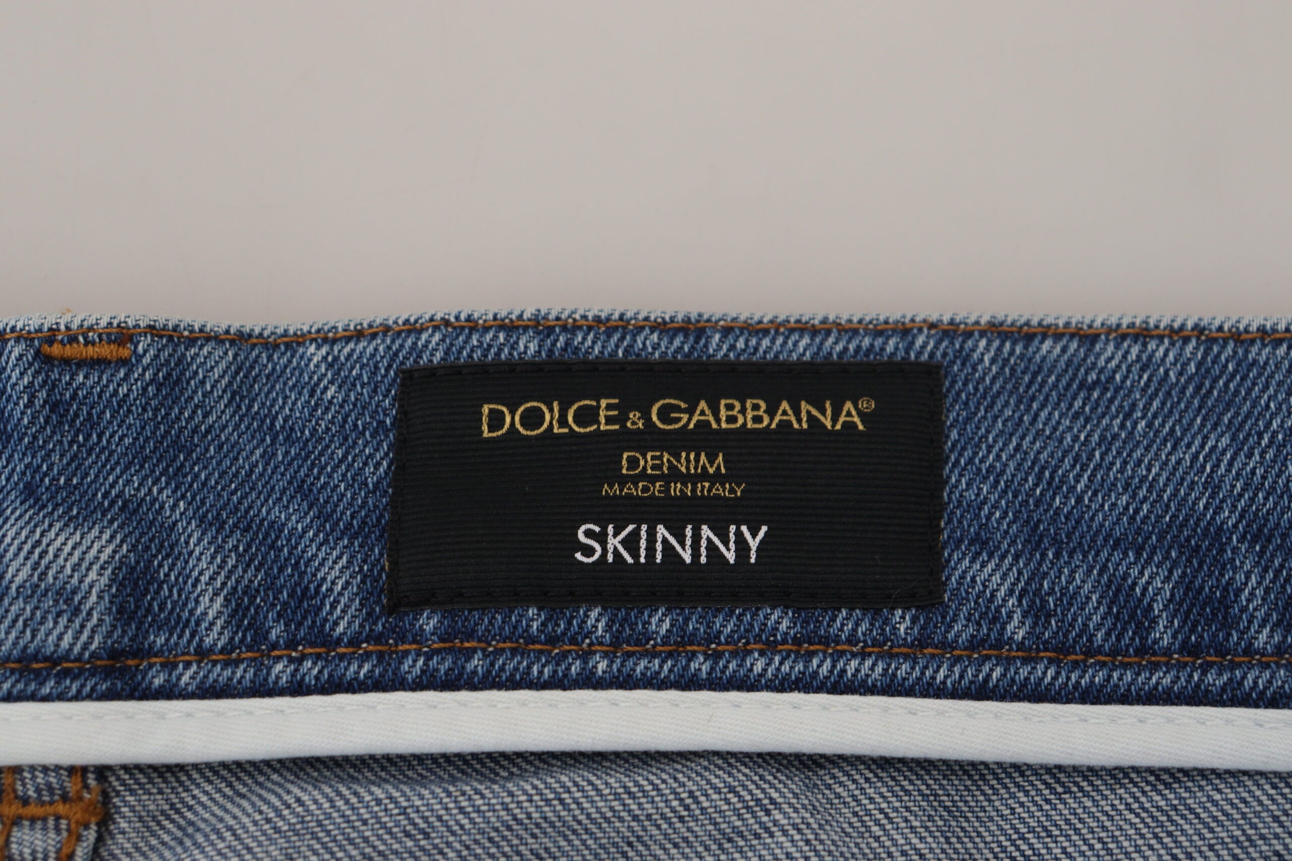 Сини изпрани тесни памучни дънки Dolce &amp; Gabbana