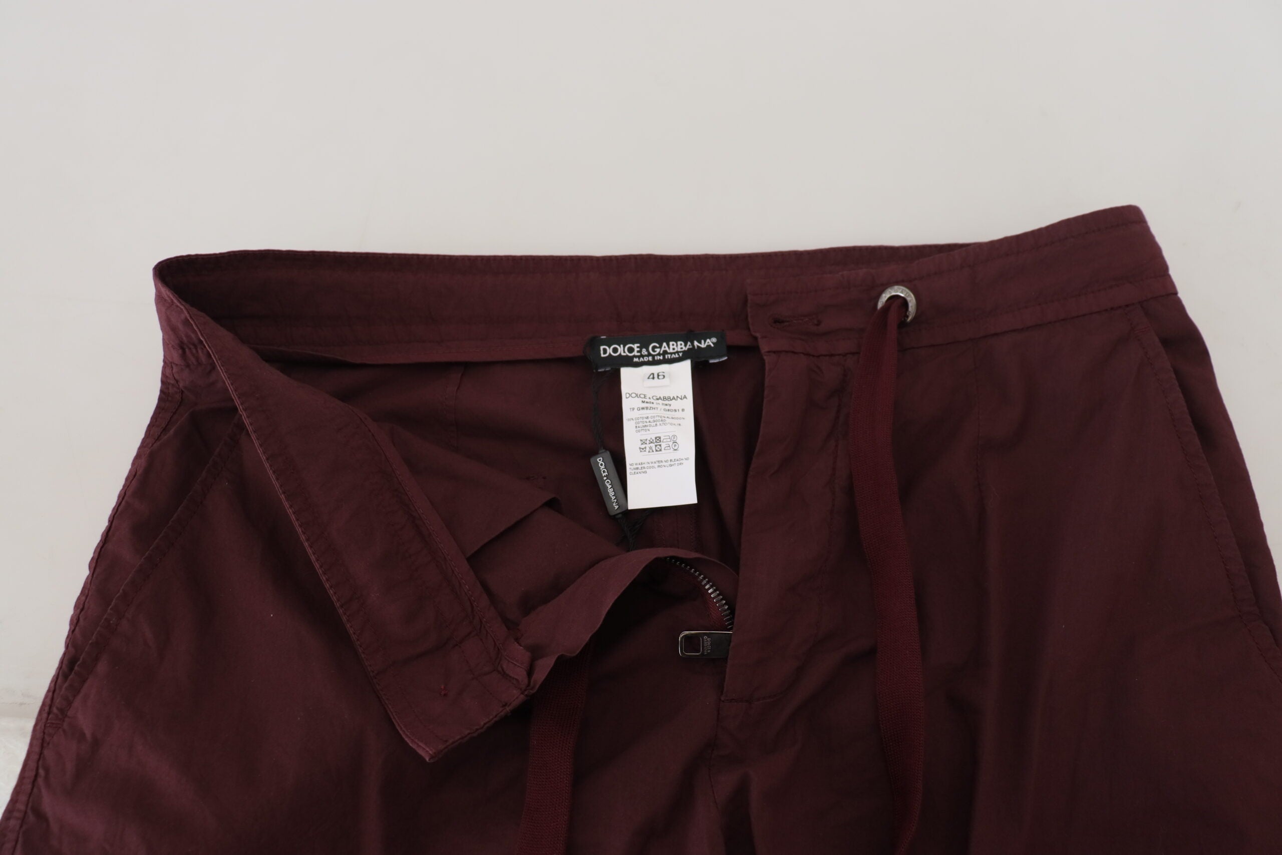 Dolce &amp; Gabbana Bordeaux Cotton Cargo Jogger Sweatpants Панталони