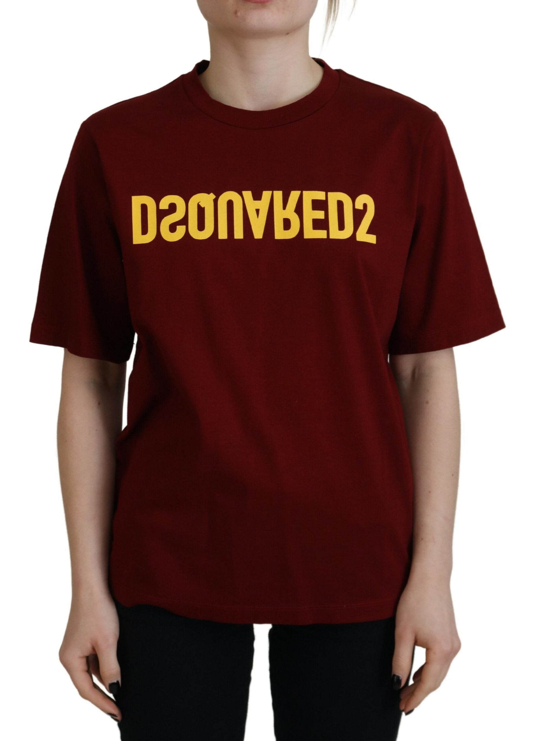Dsquared² Maroon Logo Cotton Crewneck Short Sleeve Tee T-shirt