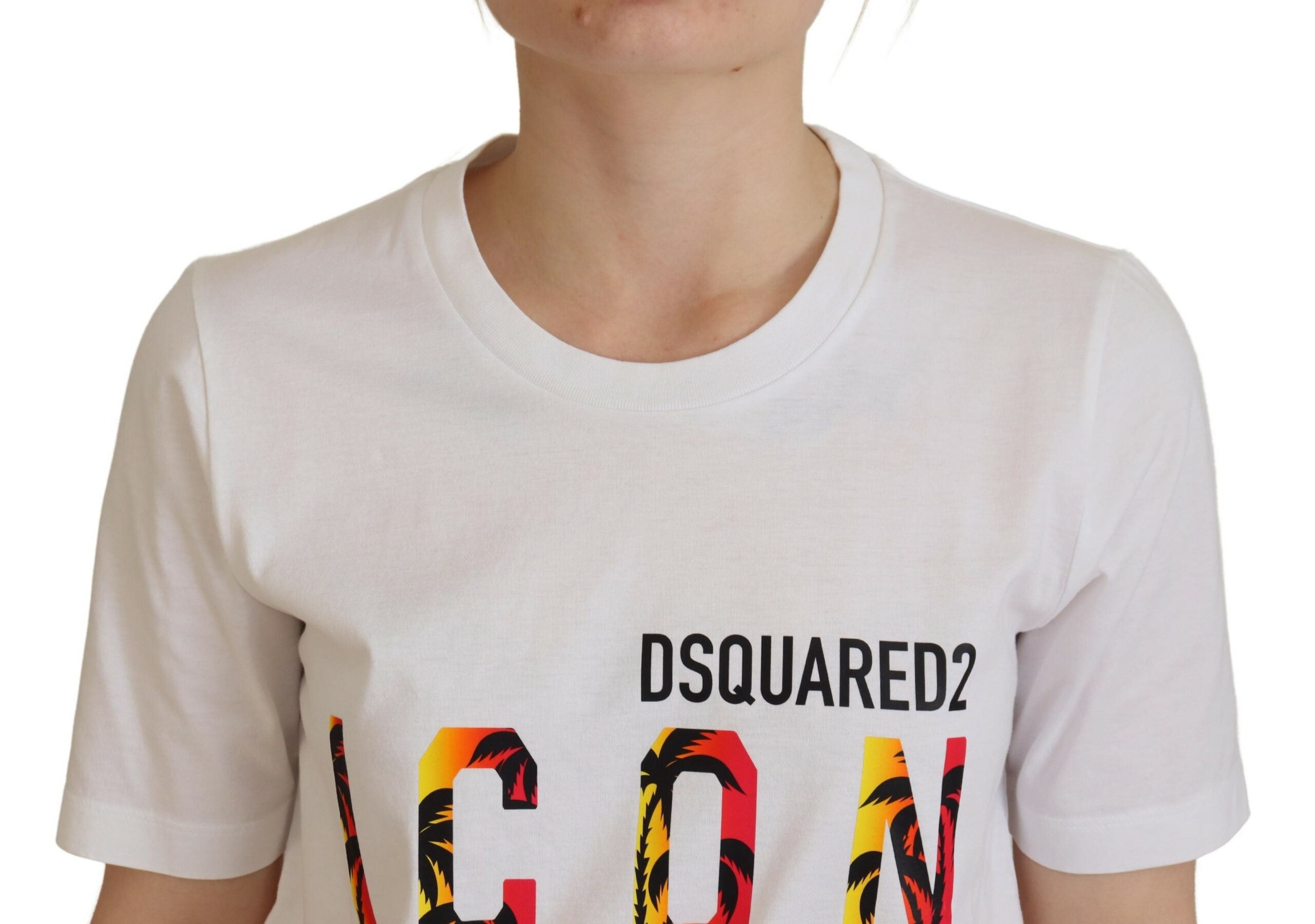 Dsquared² White Cotton Icon Logo Print Crewneck T-shirt