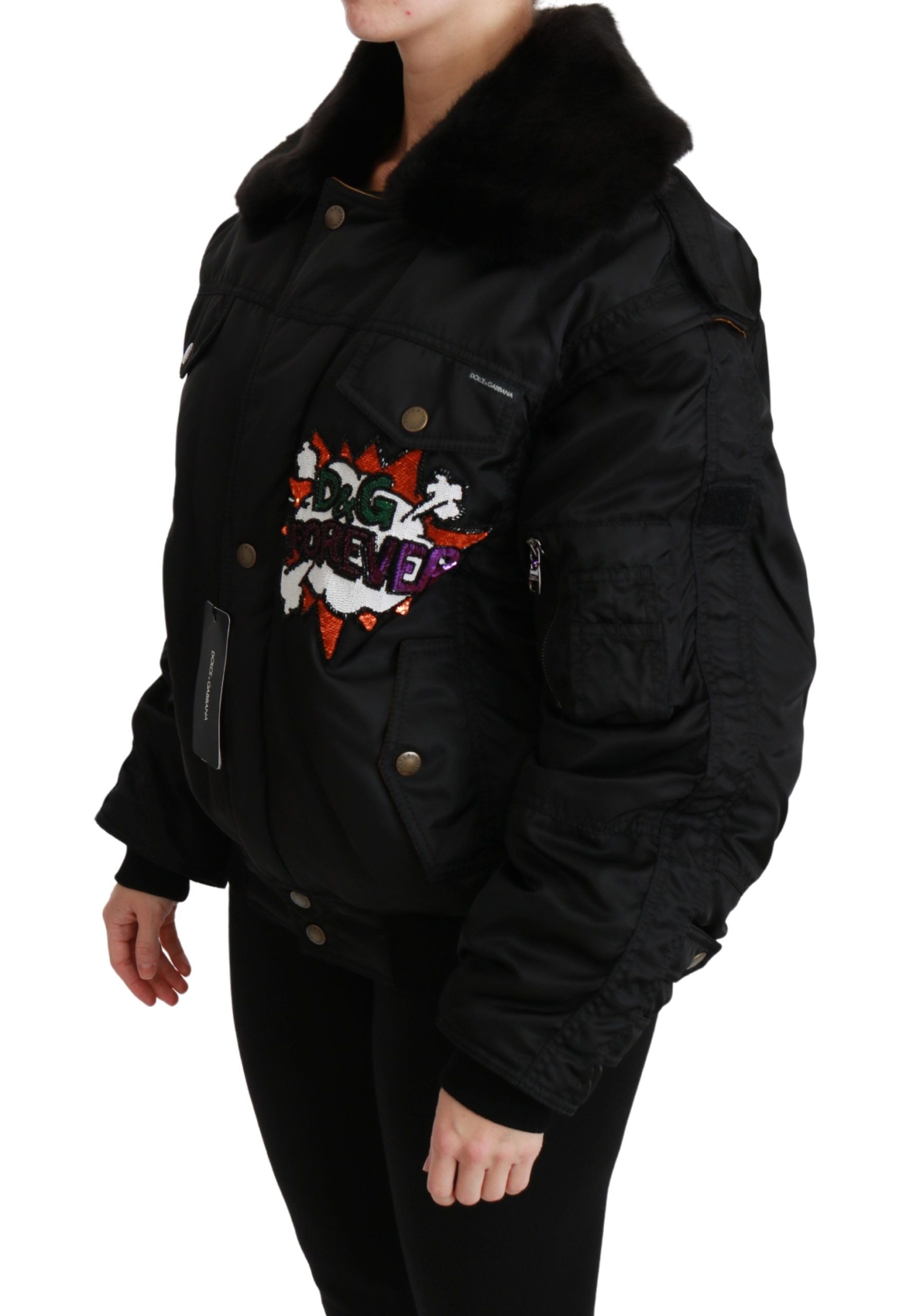 Dolce &amp; Gabbana Black Queen Crown Bomber яке с пайети