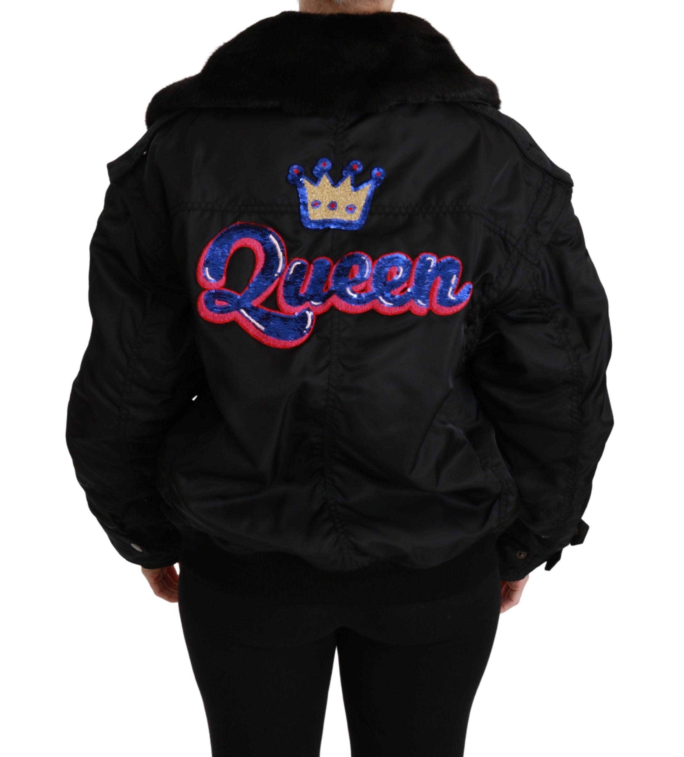 Dolce &amp; Gabbana Black Queen Crown Bomber яке с пайети