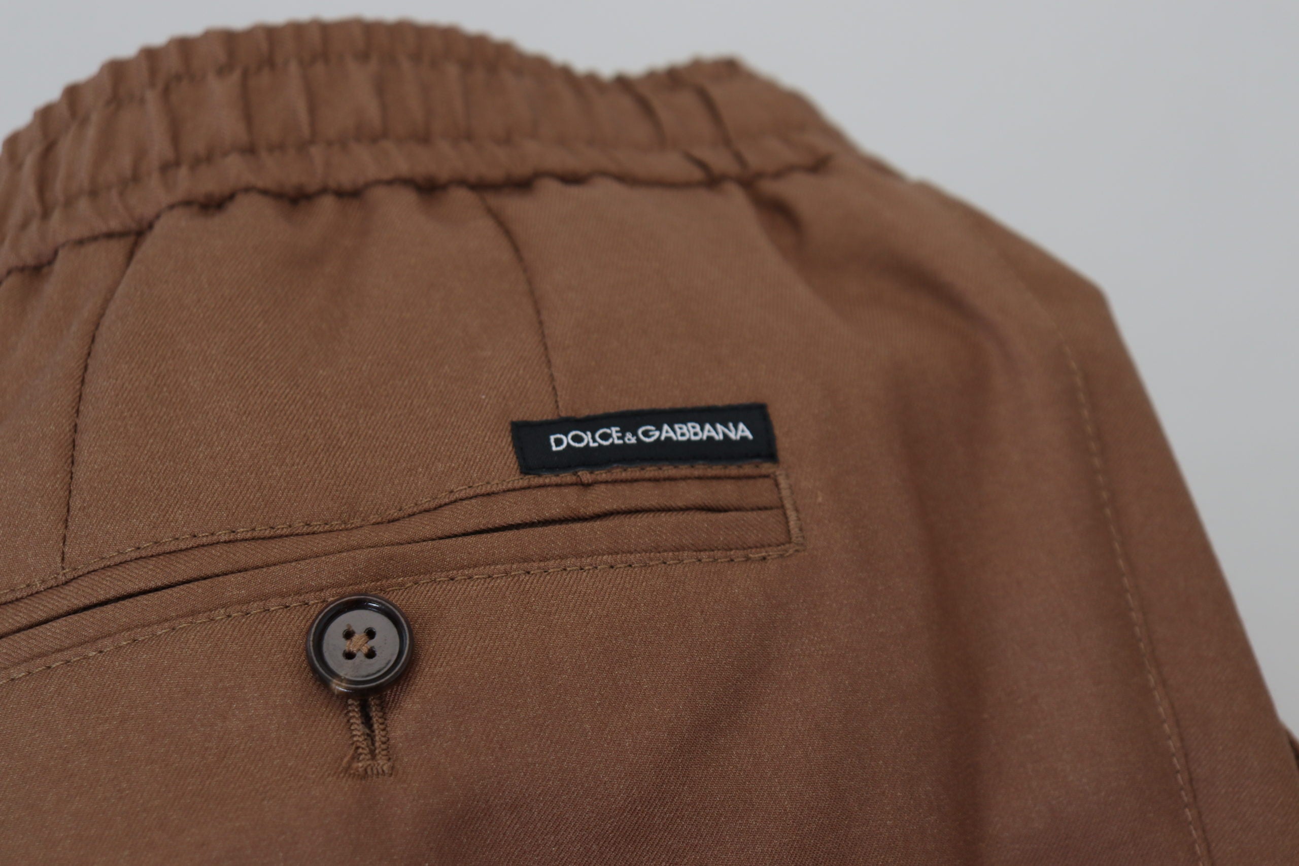 Dolce &amp; Gabbana Кафяви кашмирени мъжки панталони с шнурове