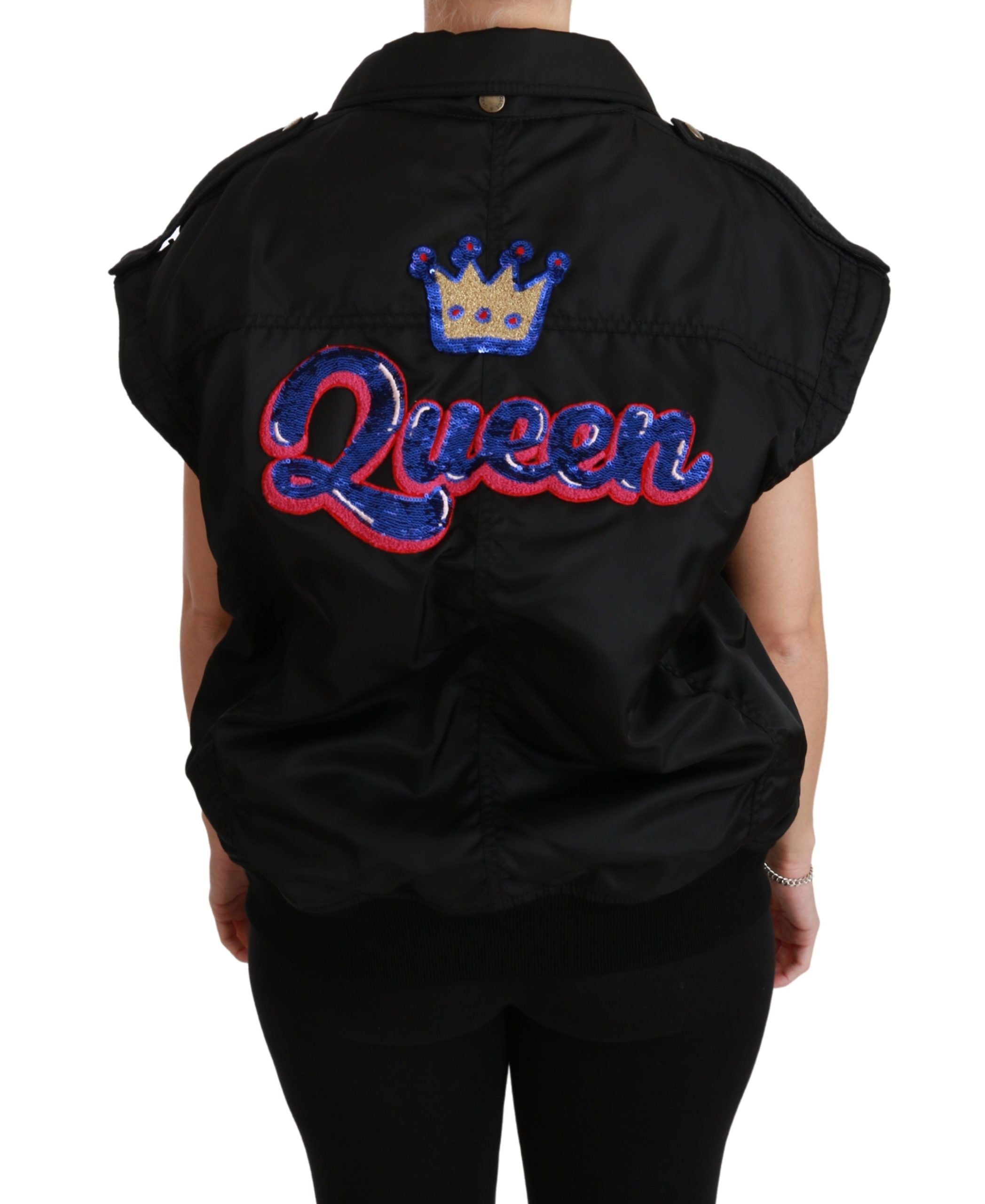 Dolce &amp; Gabbana Black Queen Crown Bomber яке с пайети