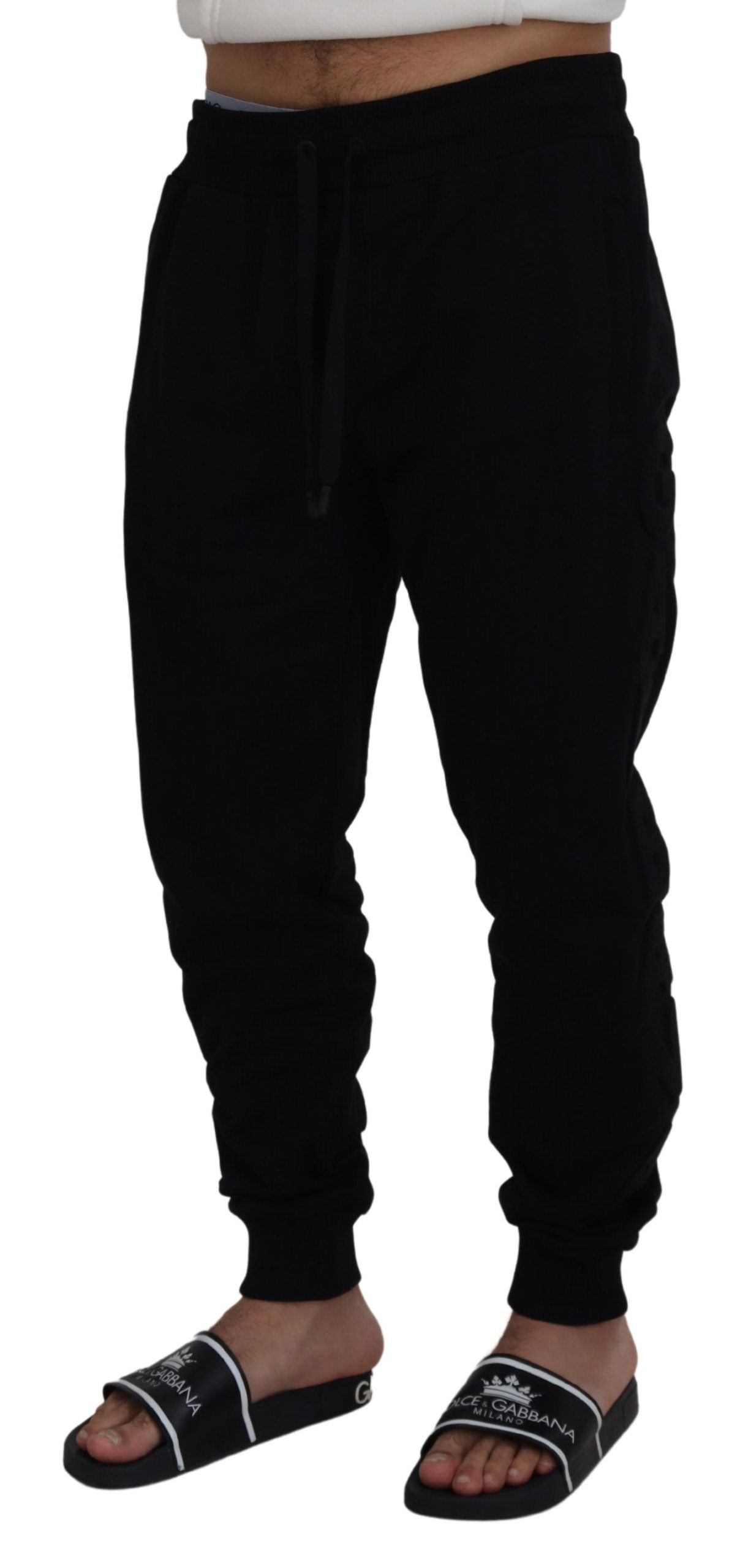 Черен памучен мъжки панталон Dolce &amp; Gabbana