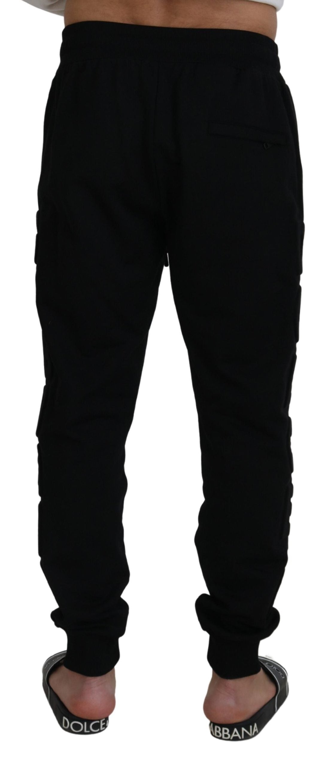 Черен памучен мъжки панталон Dolce &amp; Gabbana