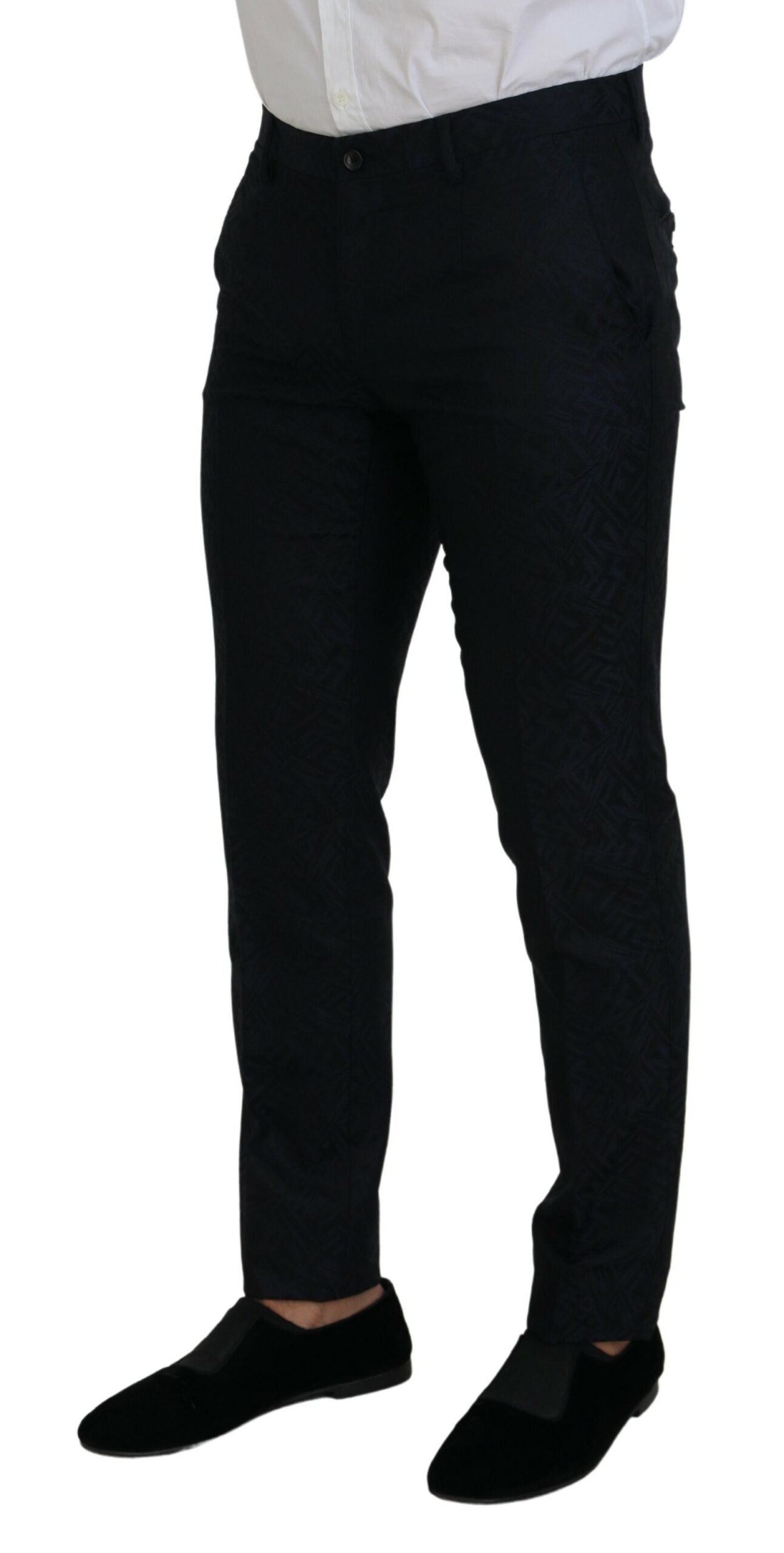 Dolce &amp; Gabbana Син фентъзи копринен вълнен костюм MARTINI Slim Fit
