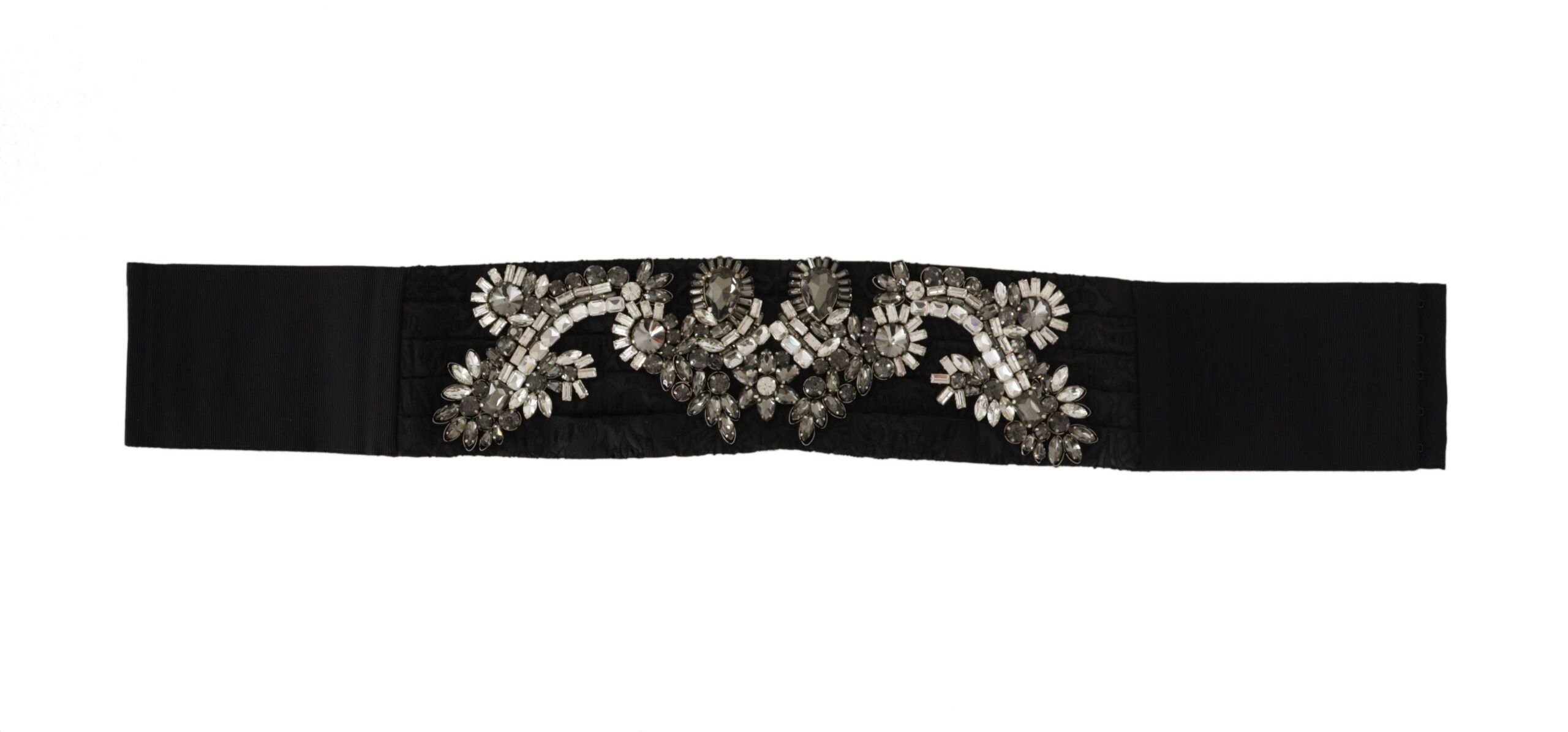Черен копринен месингов колан с украсени кристали Dolce &amp; Gabbana