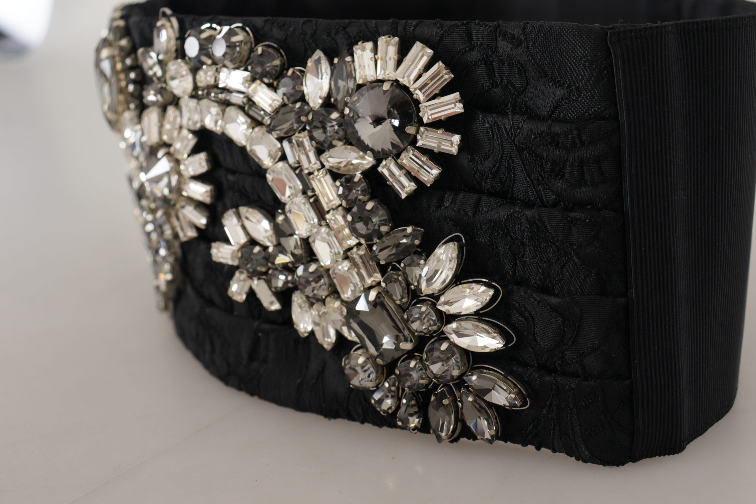 Черен копринен месингов колан с украсени кристали Dolce &amp; Gabbana