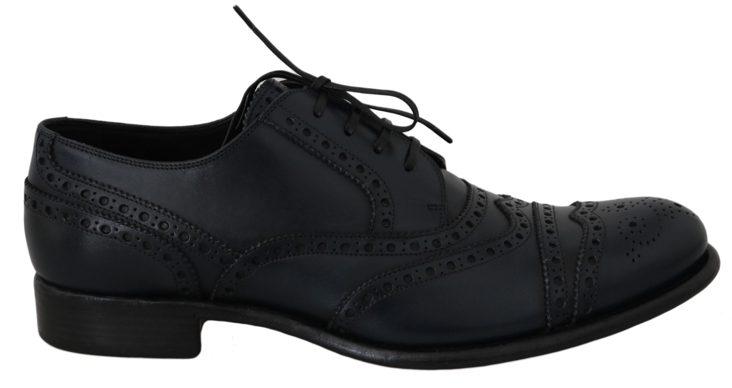 Dolce &amp; Gabbana Тъмно сини кожени обувки Оксфорд Wingtip