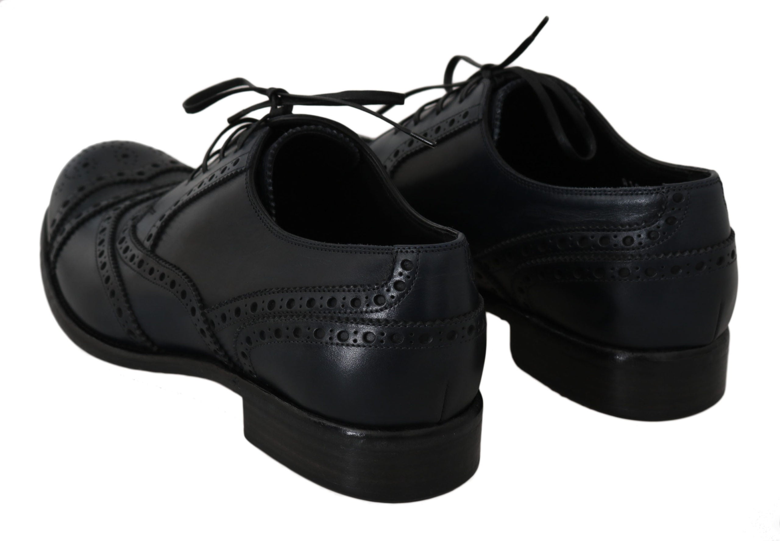 Dolce &amp; Gabbana Тъмно сини кожени обувки Оксфорд Wingtip