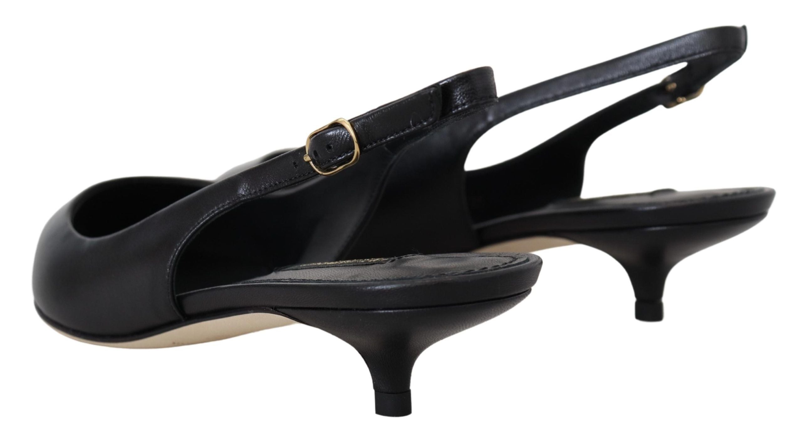 Dolce & Gabbana Elegant Black Leather Slingback Pumps