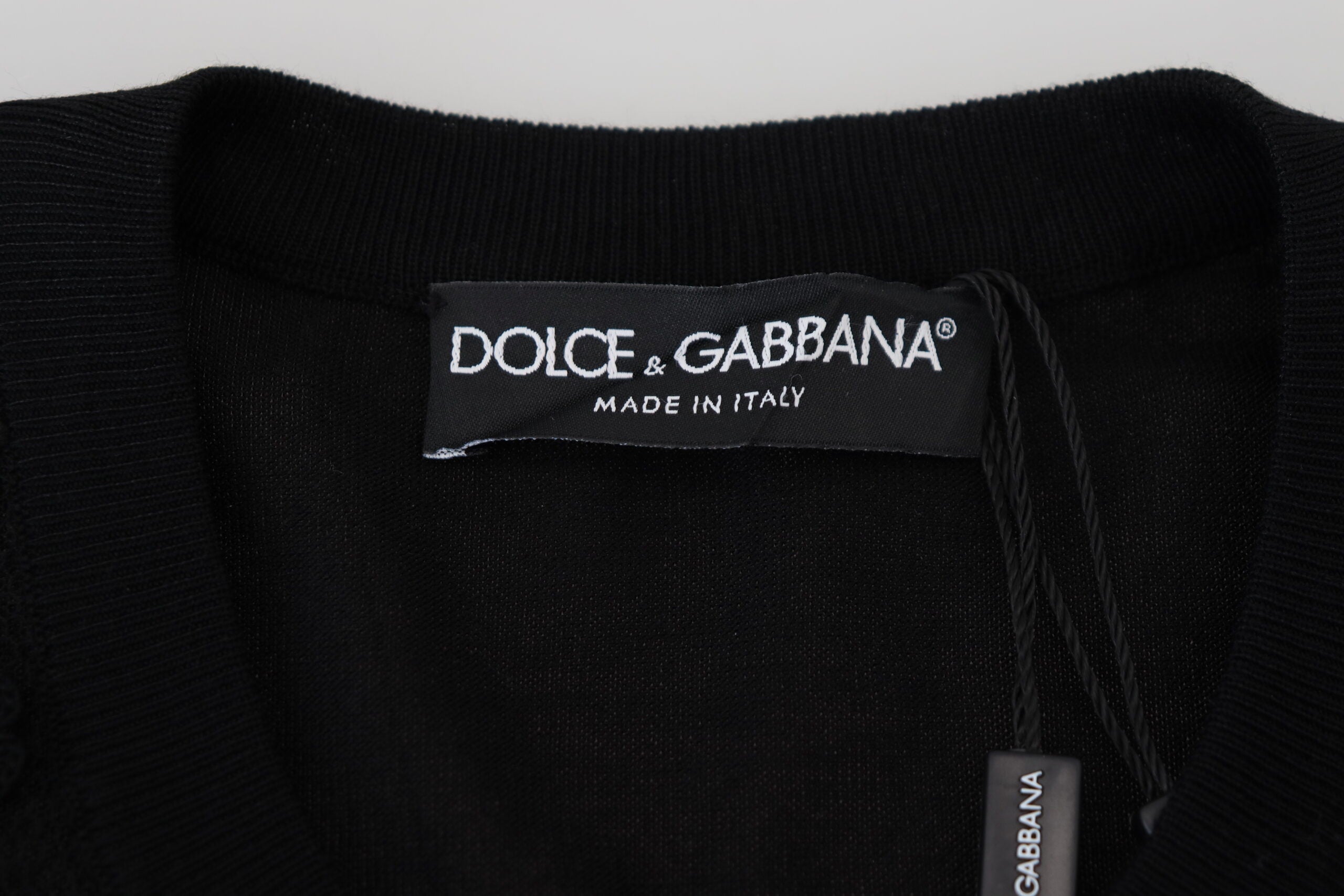 Черна жилетка с флорални дантелени копчета Dolce &amp; Gabbana