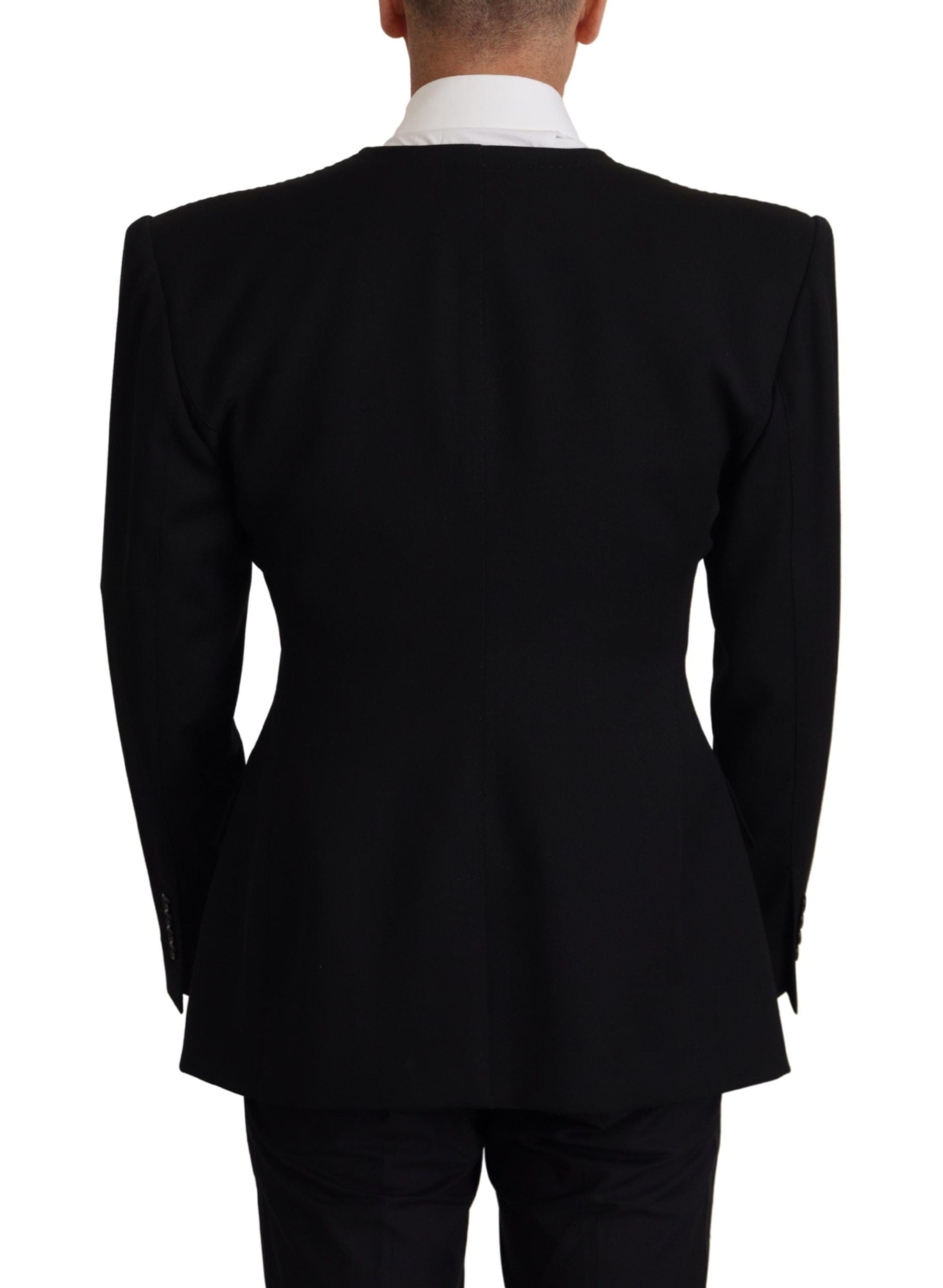 Черно вълнено сако с двуредно сако Dolce &amp; Gabbana