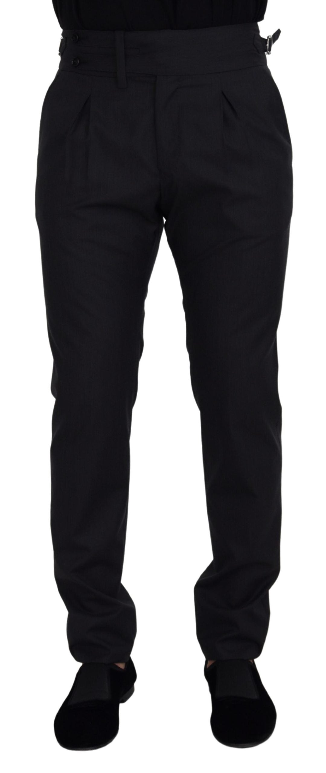 Официален мъжки панталон Dolce &amp; Gabbana в тъмно сив плътен цвят