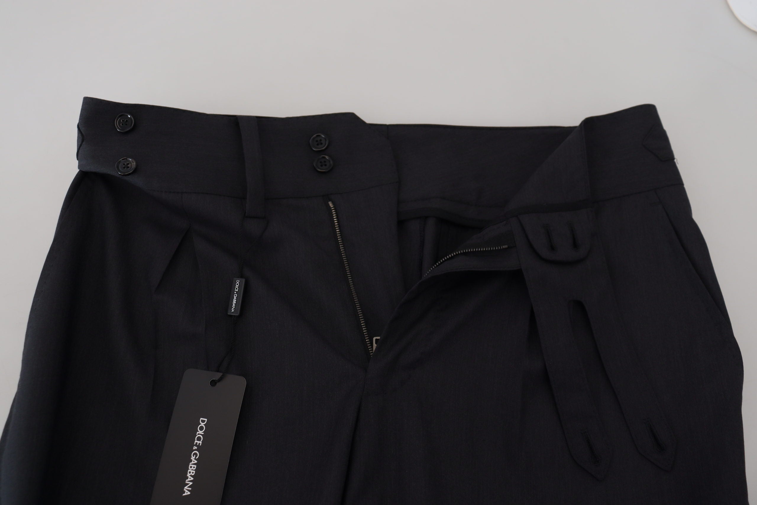 Официален мъжки панталон Dolce &amp; Gabbana в тъмно сив плътен цвят