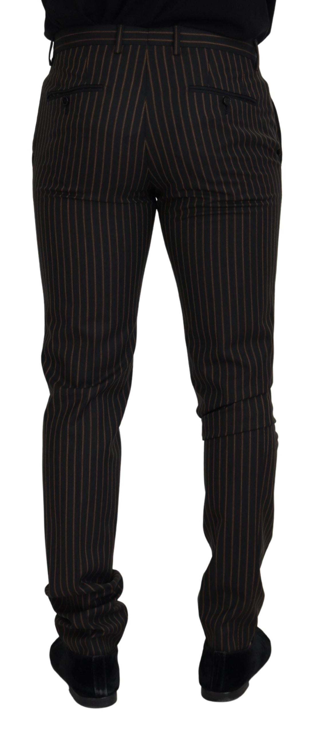 Официални мъжки панталони Dolce &amp; Gabbana с черни кафяви райета