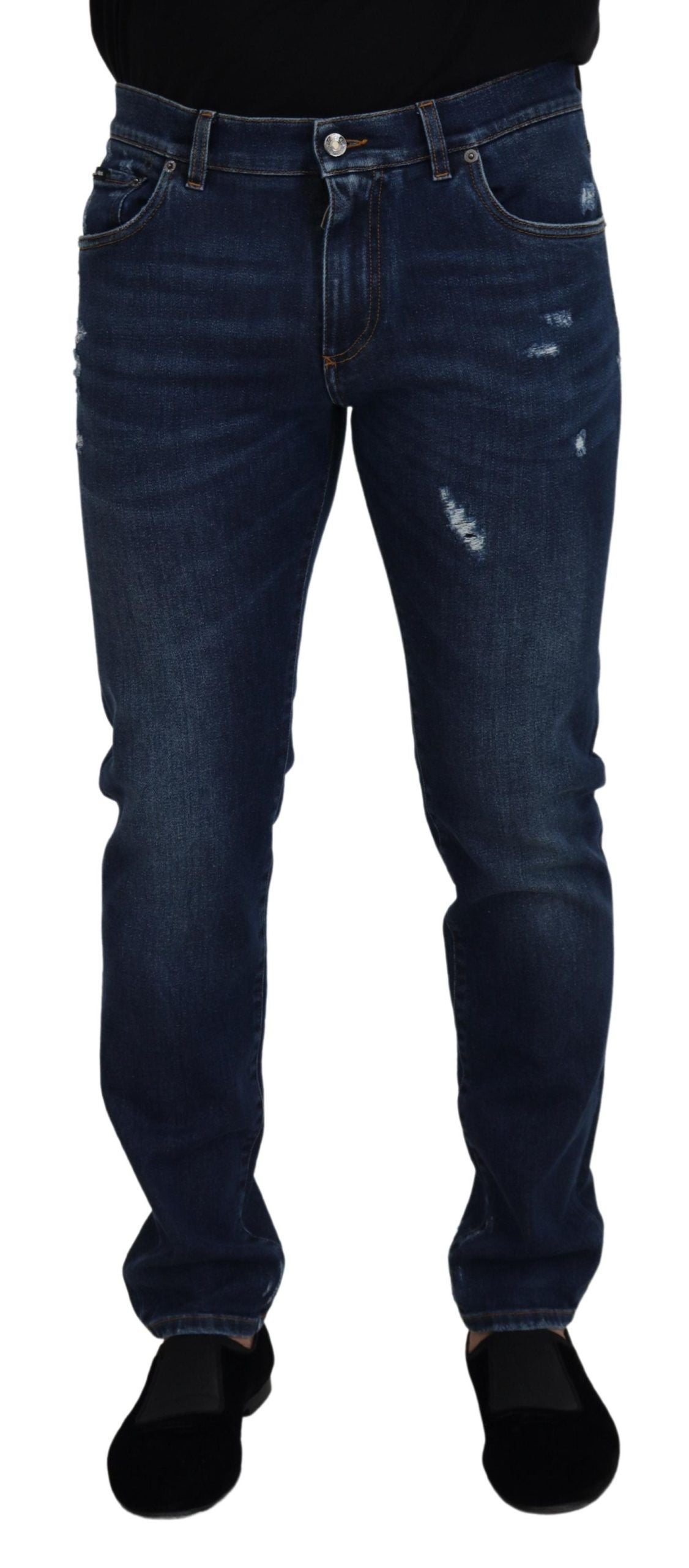 Dolce &amp; Gabbana Blue Wash Cotton Stretch Slim Denim Jeans