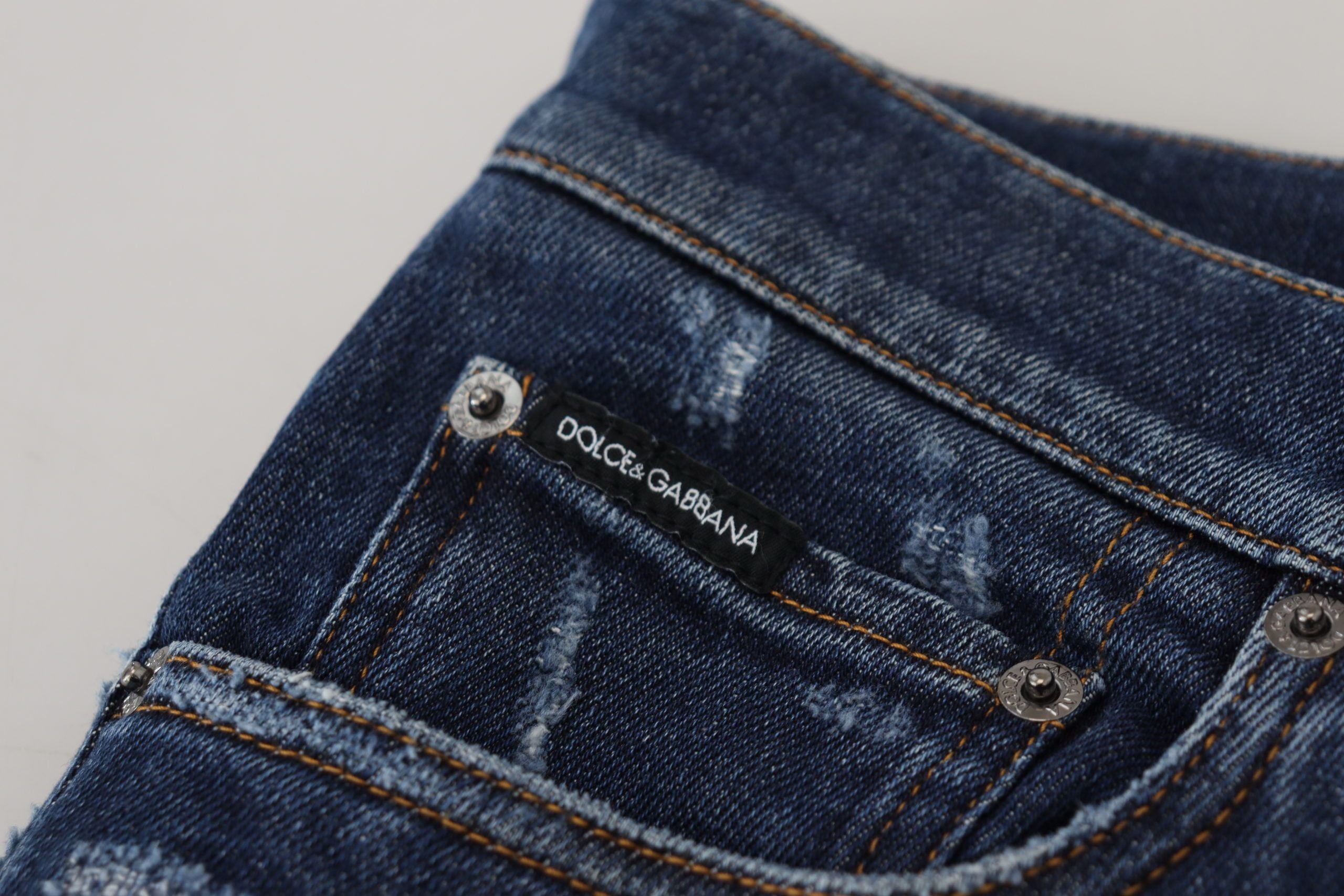 Dolce &amp; Gabbana Blue Wash Cotton Stretch Slim Denim Jeans