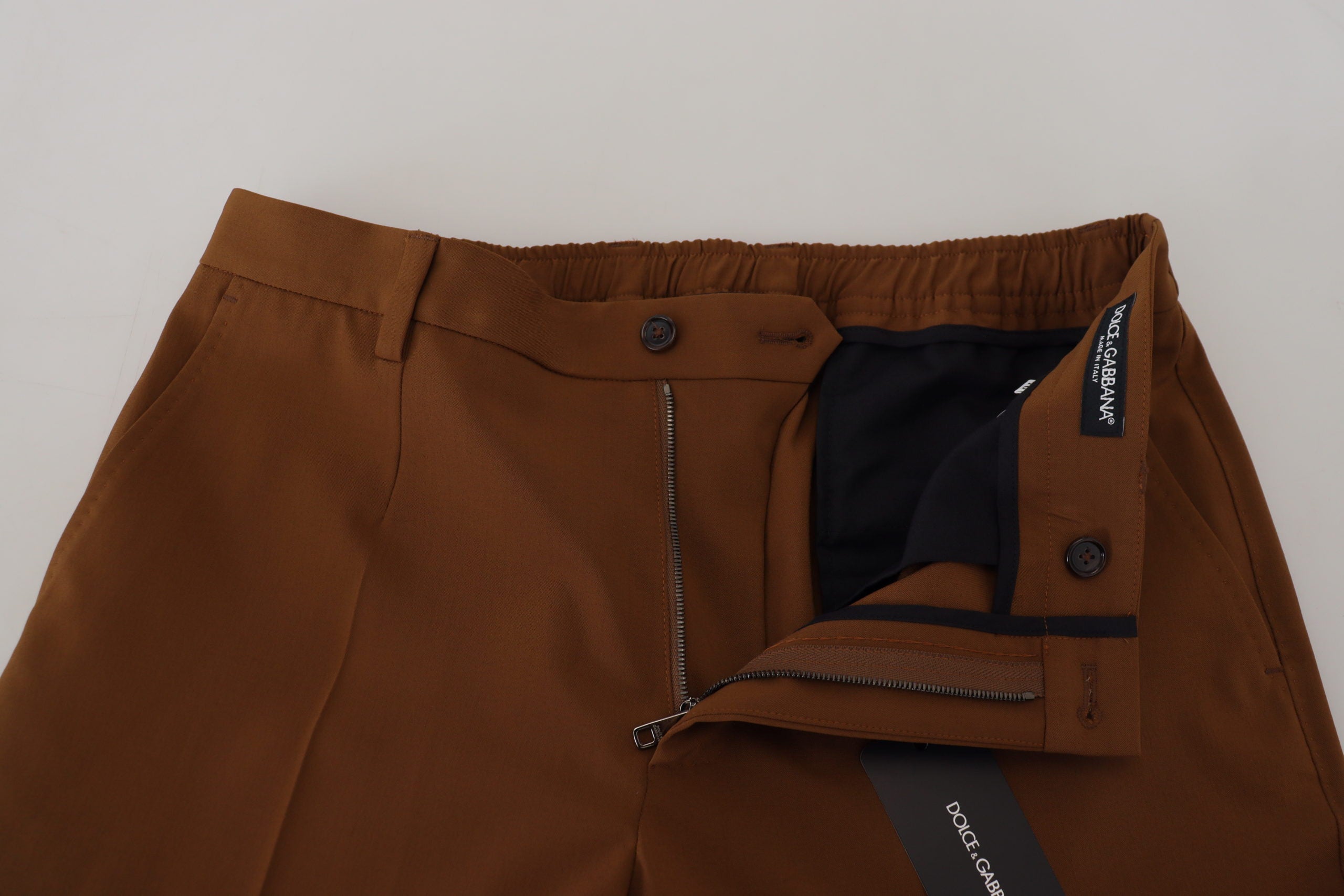 Dolce &amp; Gabbana кафяви вълнени тесни мъжки панталони Chino