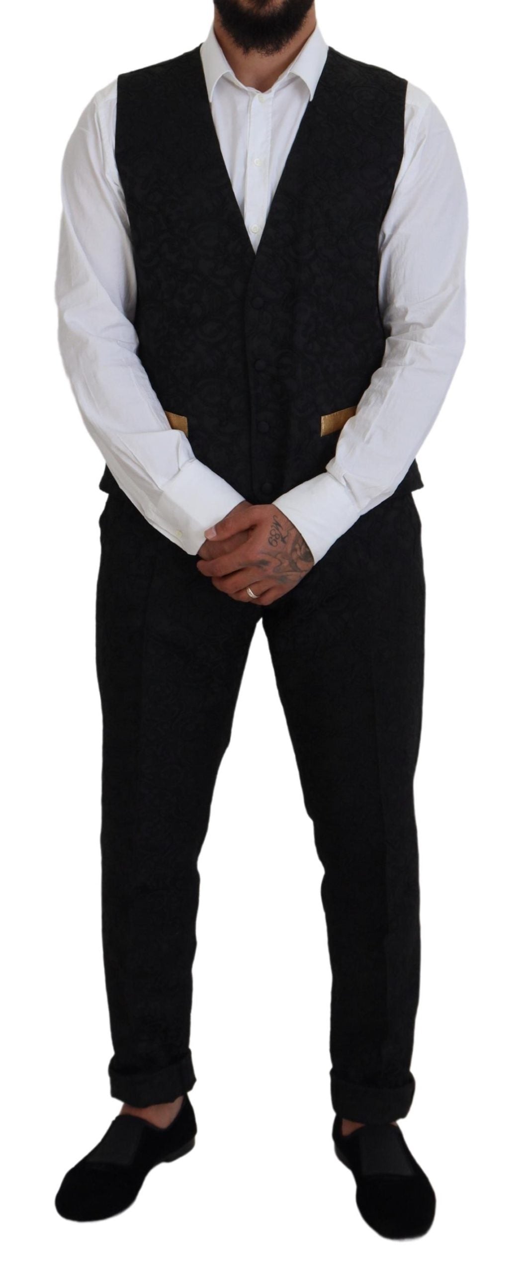 Dolce &amp; Gabbana Black Gold Fantasy Tuxedo Slim Fit костюм