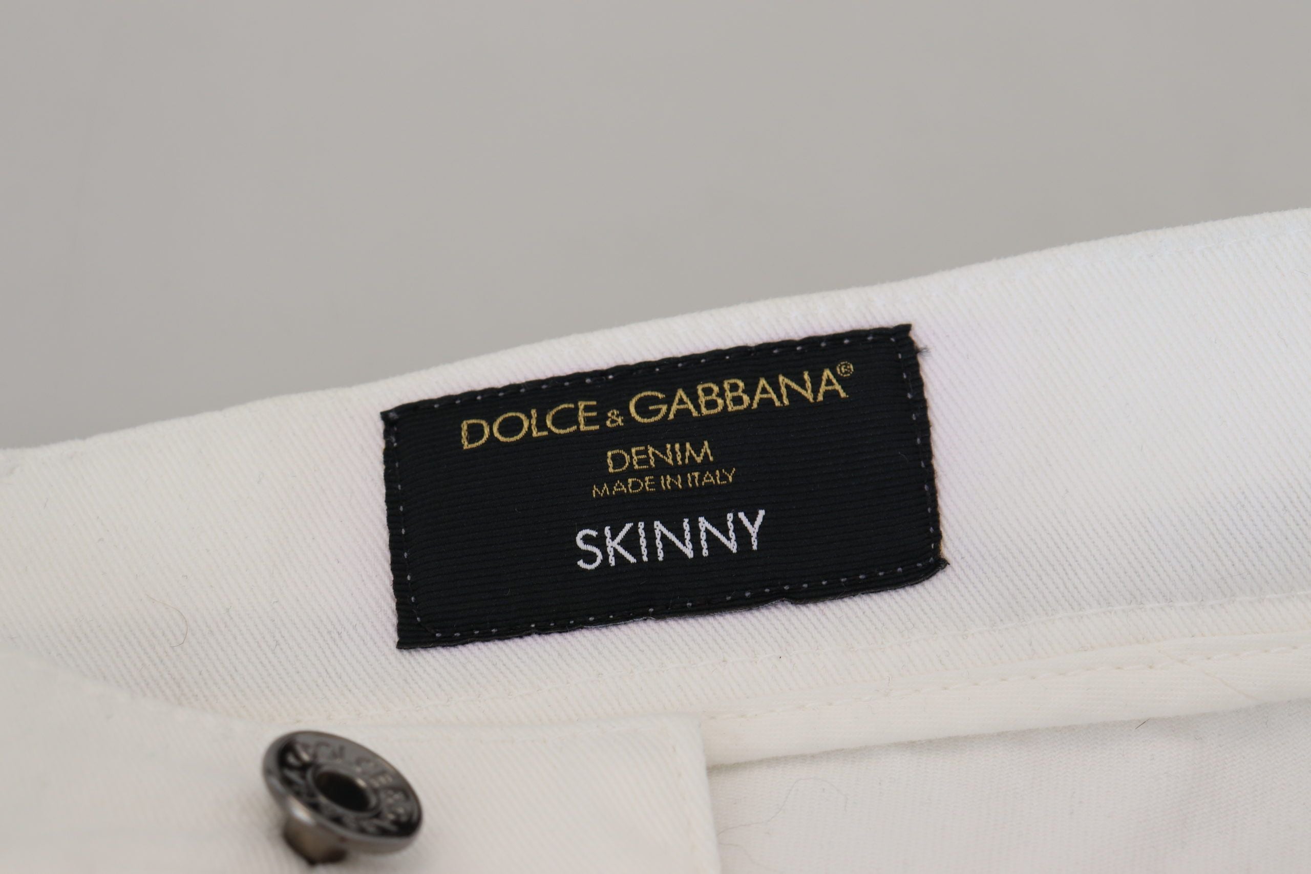 Dolce &amp; Gabbana бели тесни еластични дънки от памучен деним