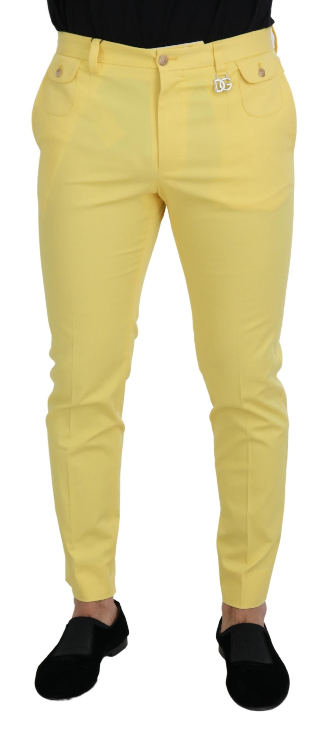 Dolce &amp; Gabbana Жълти памучни тесни мъжки панталони
