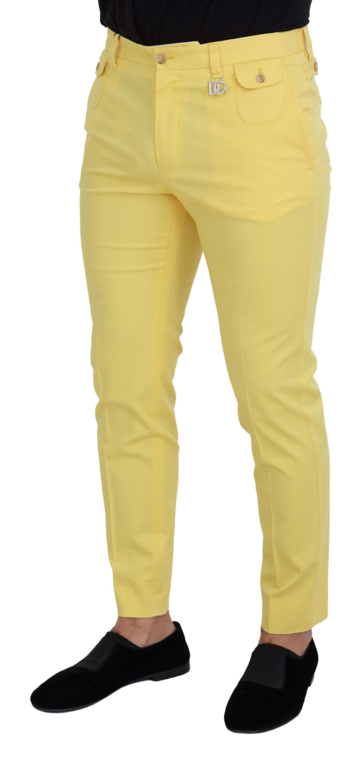Dolce &amp; Gabbana Жълти памучни тесни мъжки панталони