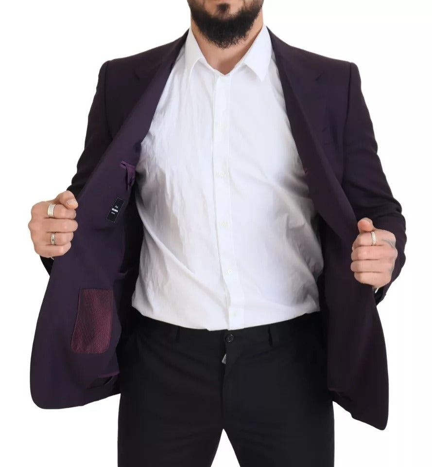 Dolce & Gabbana Purple Logo Single Breasted Wool Blazer