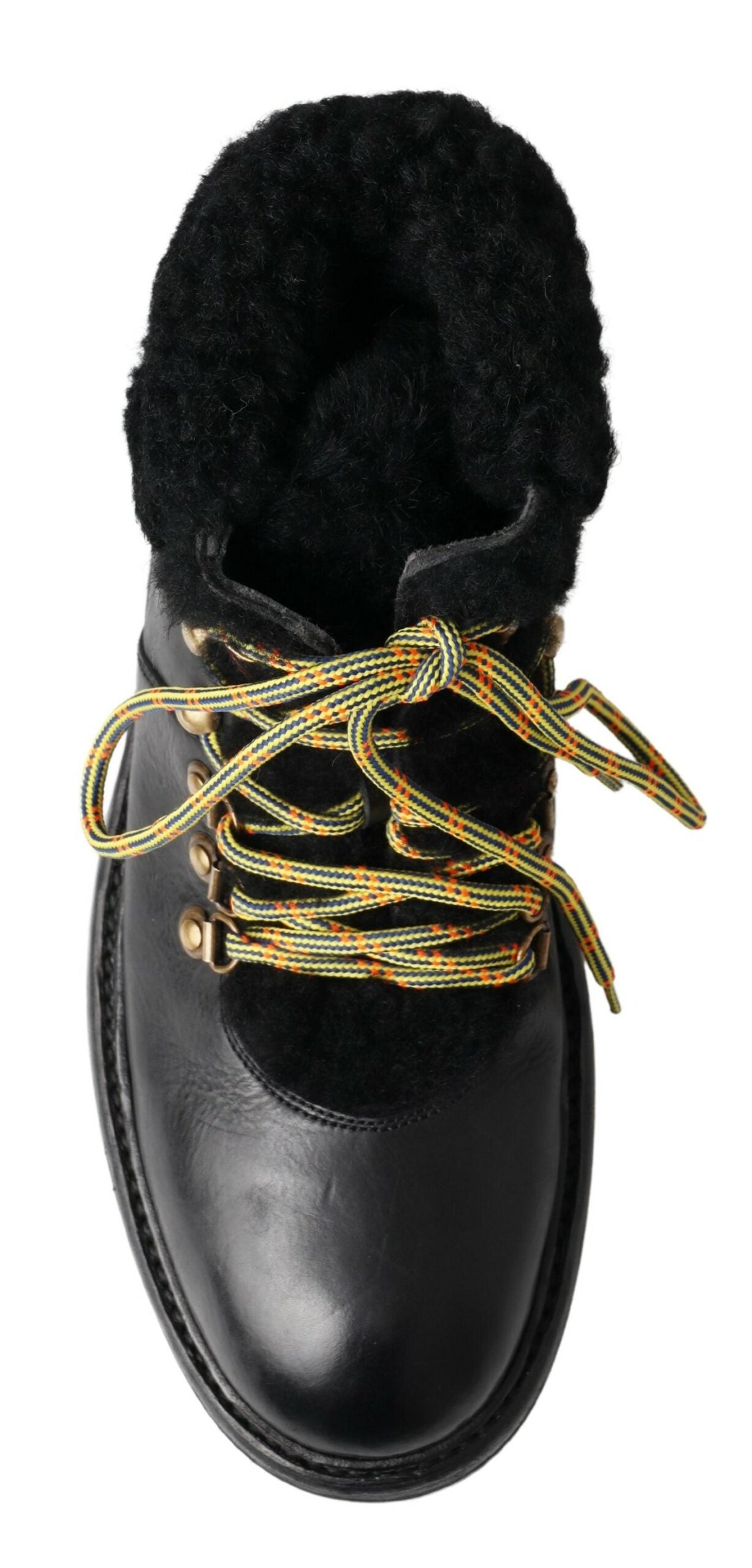 Dolce &amp; Gabbana Черни кожени ботуши Bernini Shearling Обувки