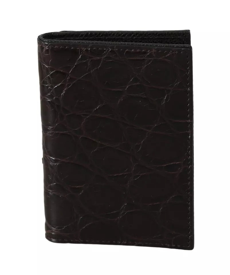 Dolce & Gabbana Brown 100% Caiman Mens Cardholder Case Cover Wallet