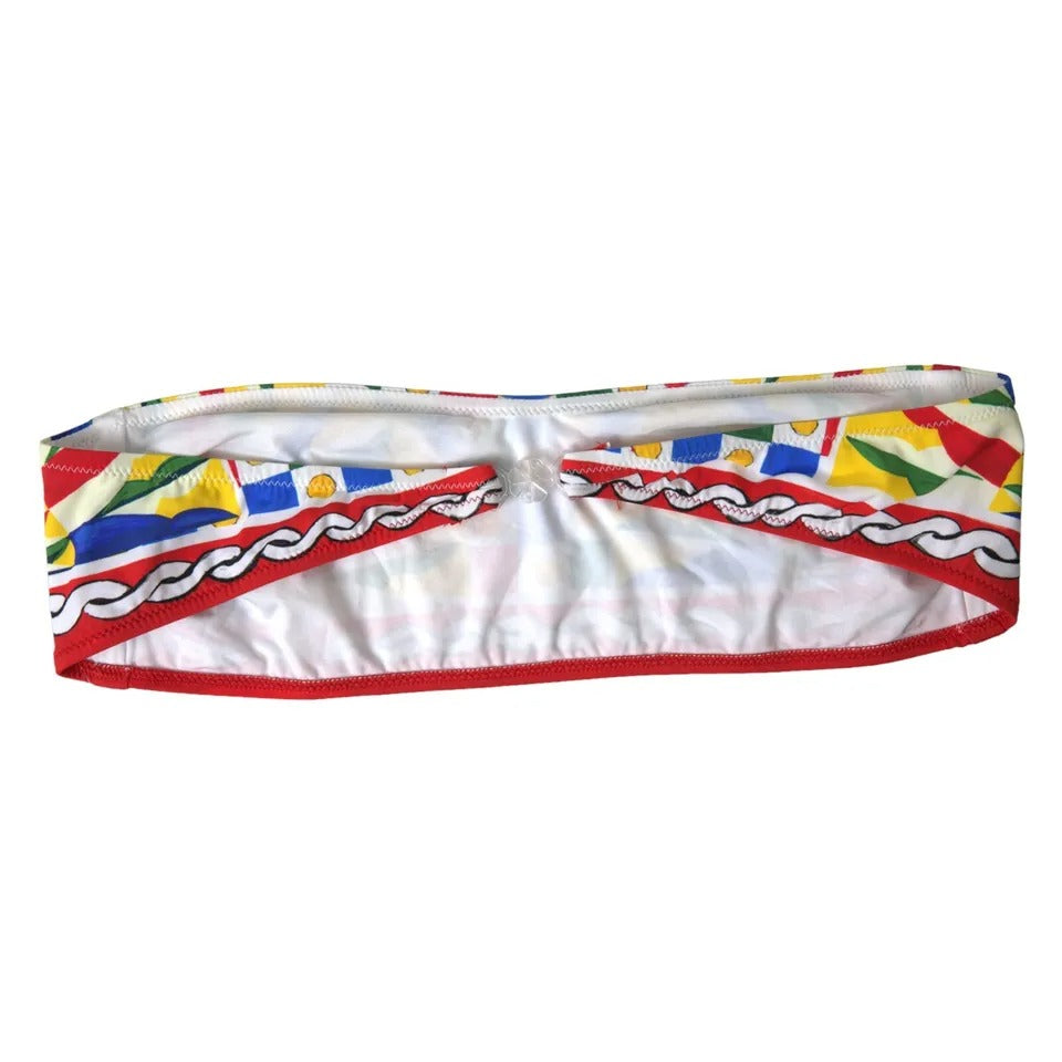 Dolce & Gabbana Multicolor Carretto Bandeau Swimwear Top Bikini