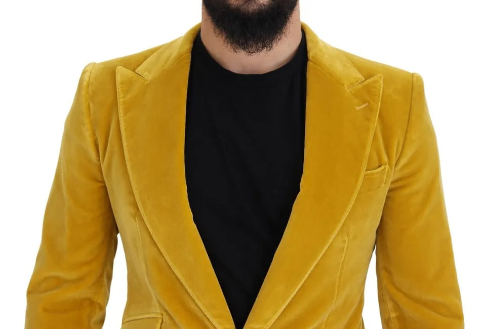 Dolce & Gabbana Yellow Velvet Single Breasted Blazer SICILIA