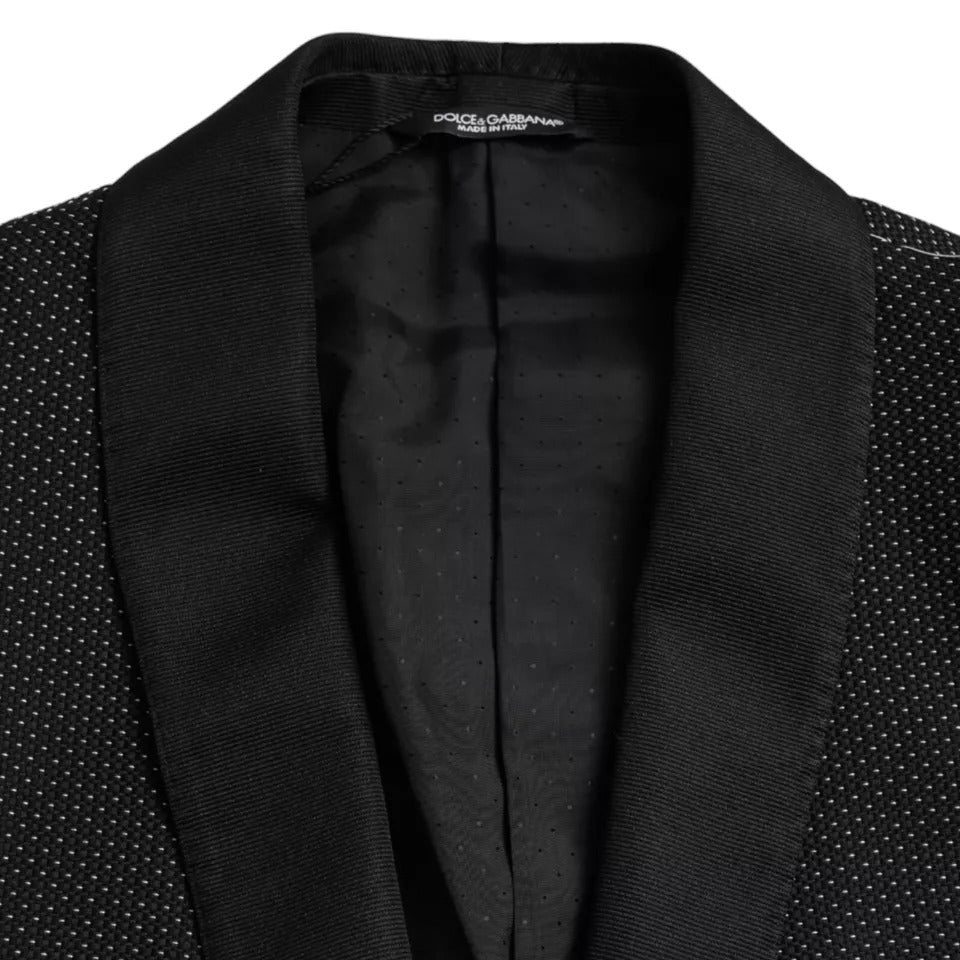 Dolce & Gabbana Black Jacquard MARTINI Single Breasted Coat Blazer