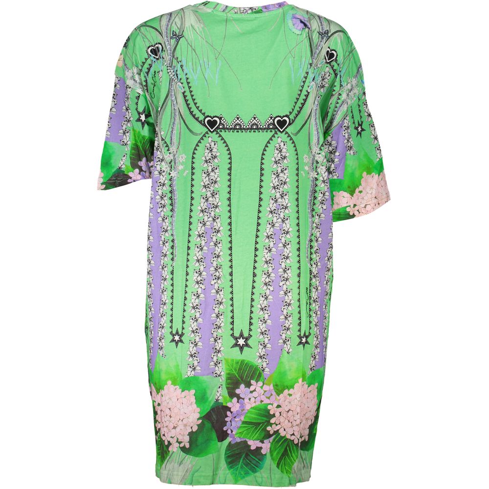 Cavalli Class Green Cotton Dress