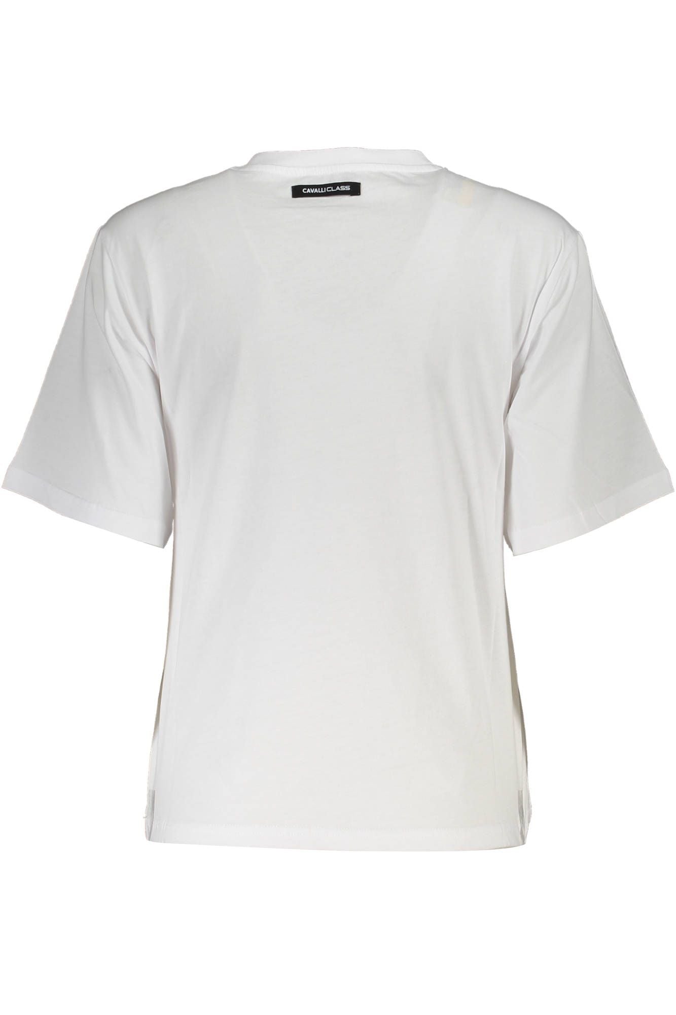 Cavalli Class Chic White Printed Tee with Timeless Elegance