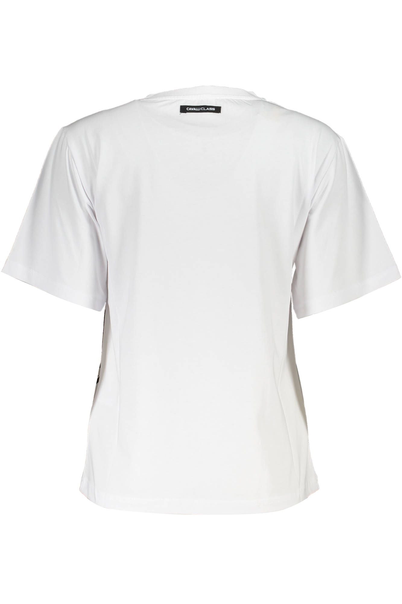 Cavalli Class Chic White Printed Tee with Classic Elegance