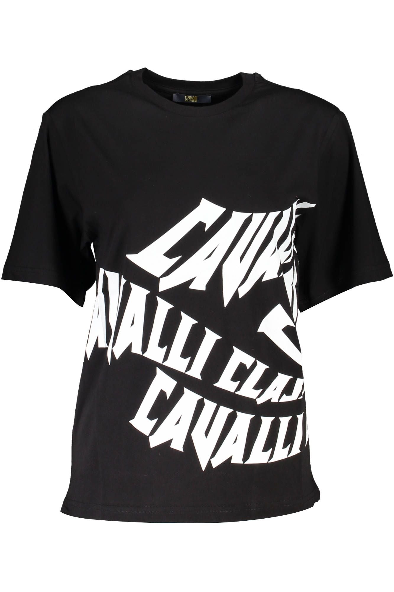 Cavalli Class Elegant Print Logo Tee with Round Neckline