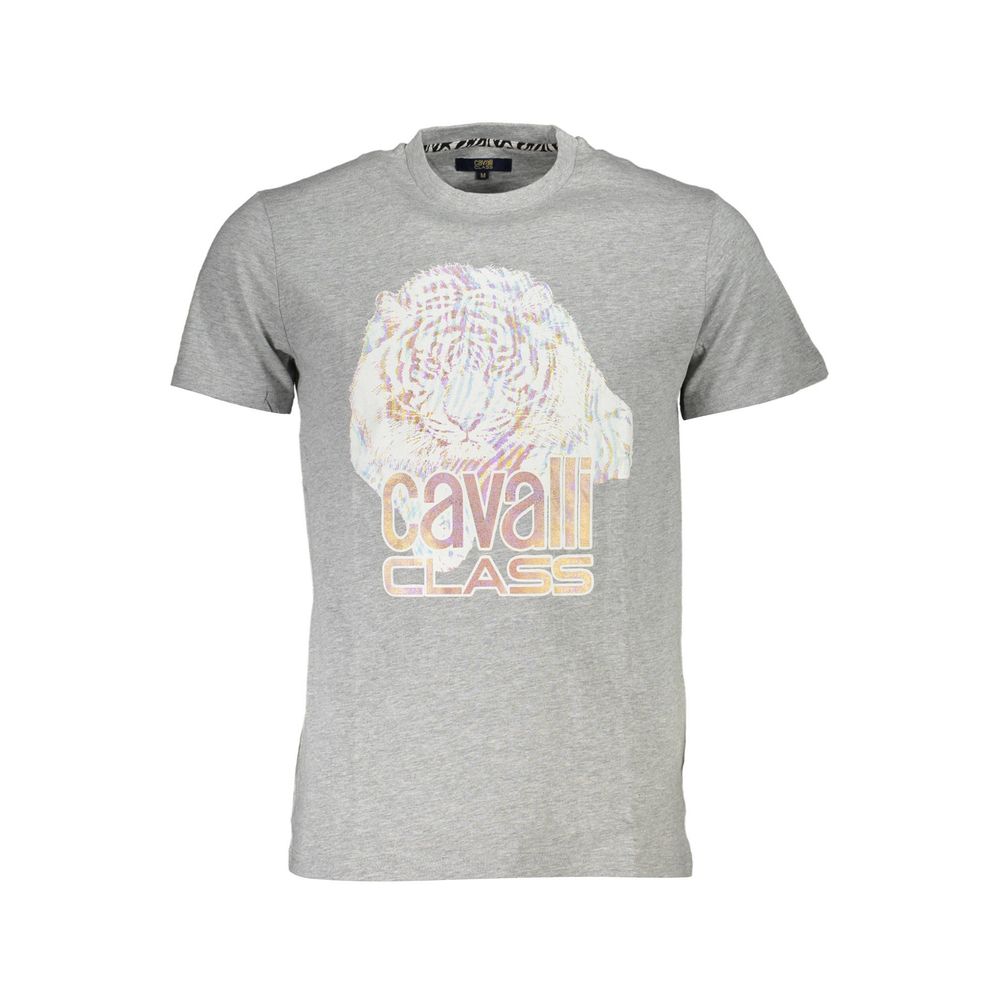 Cavalli Class Gray Cotton T-Shirt
