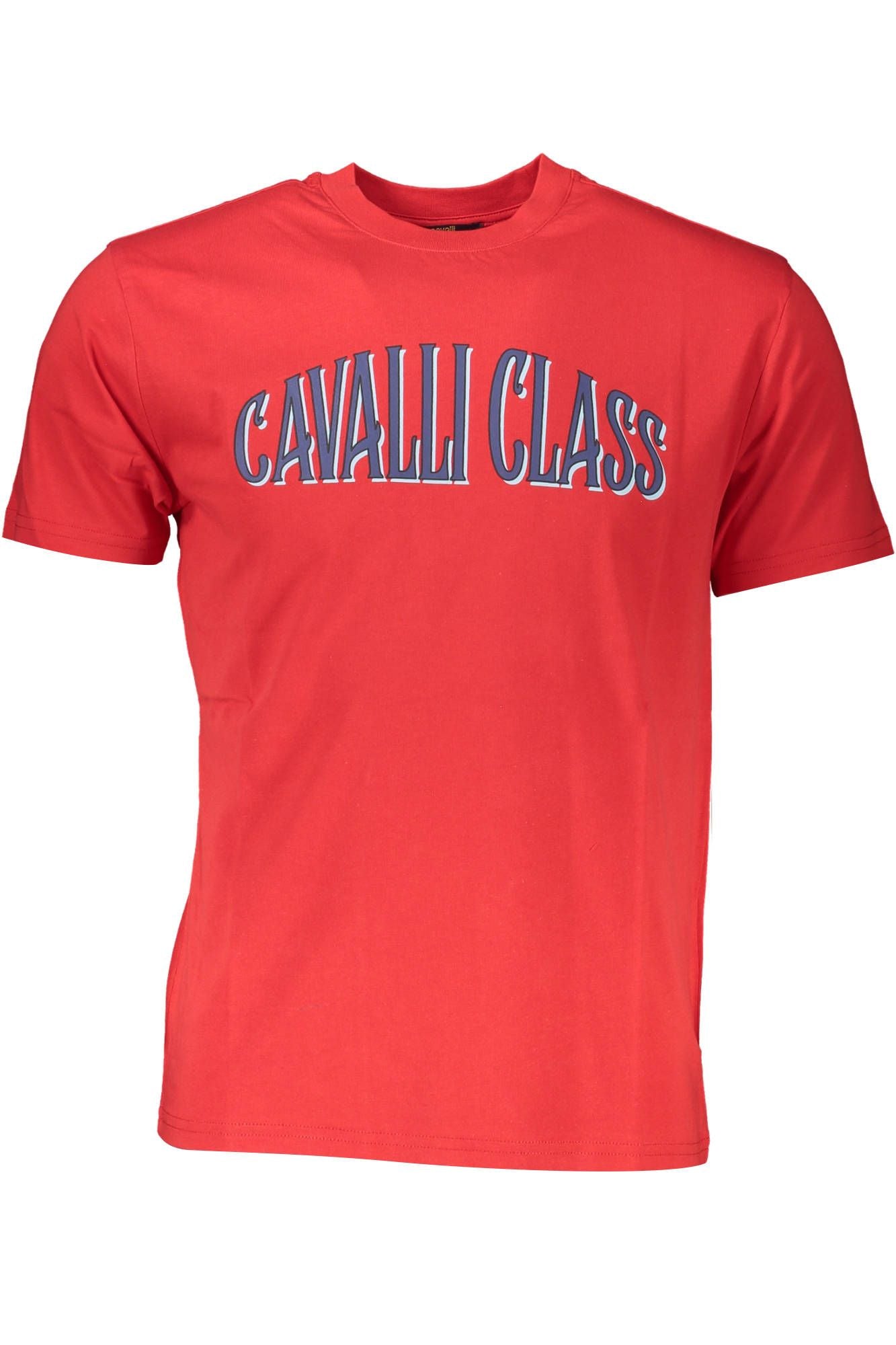 Cavalli Class Elegant Red Printed Logo Tee