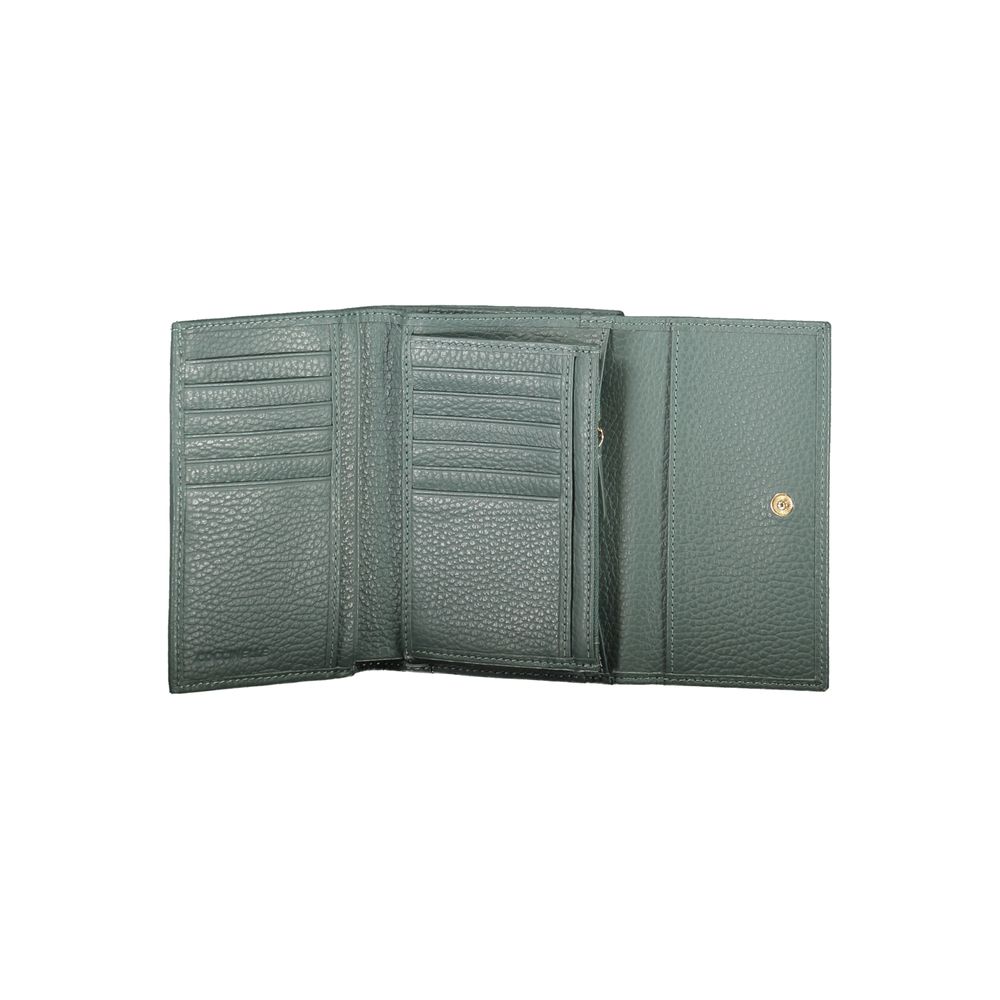 Coccinelle Elegant Green Leather Wallet with Multiple Compartments